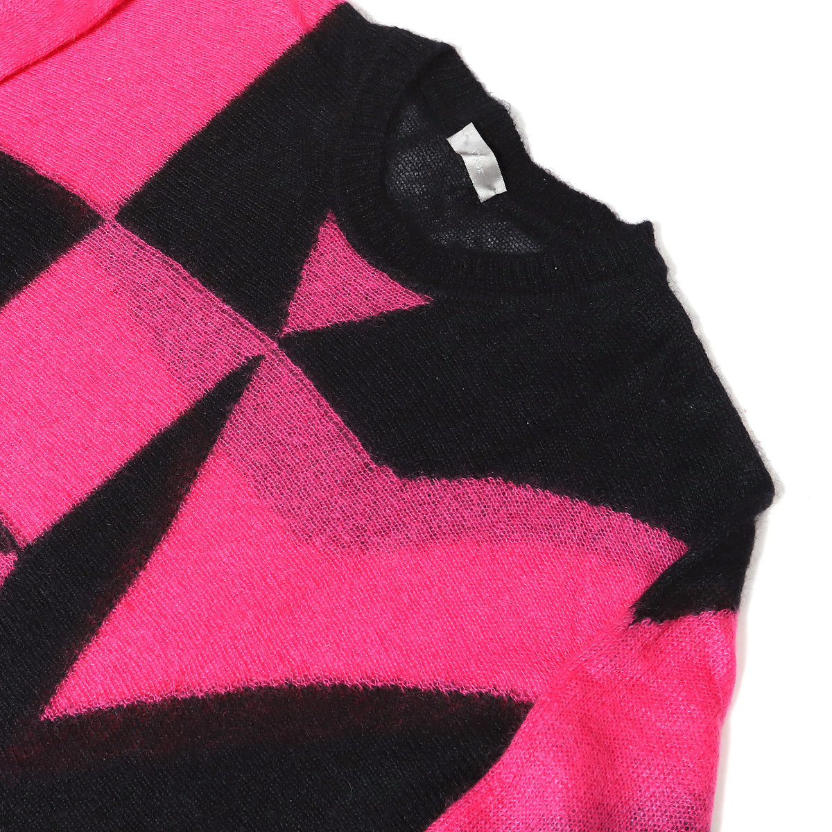 Dior Homme AW07 Navigate Black/Pink Geometric Mohair Knit Sweater