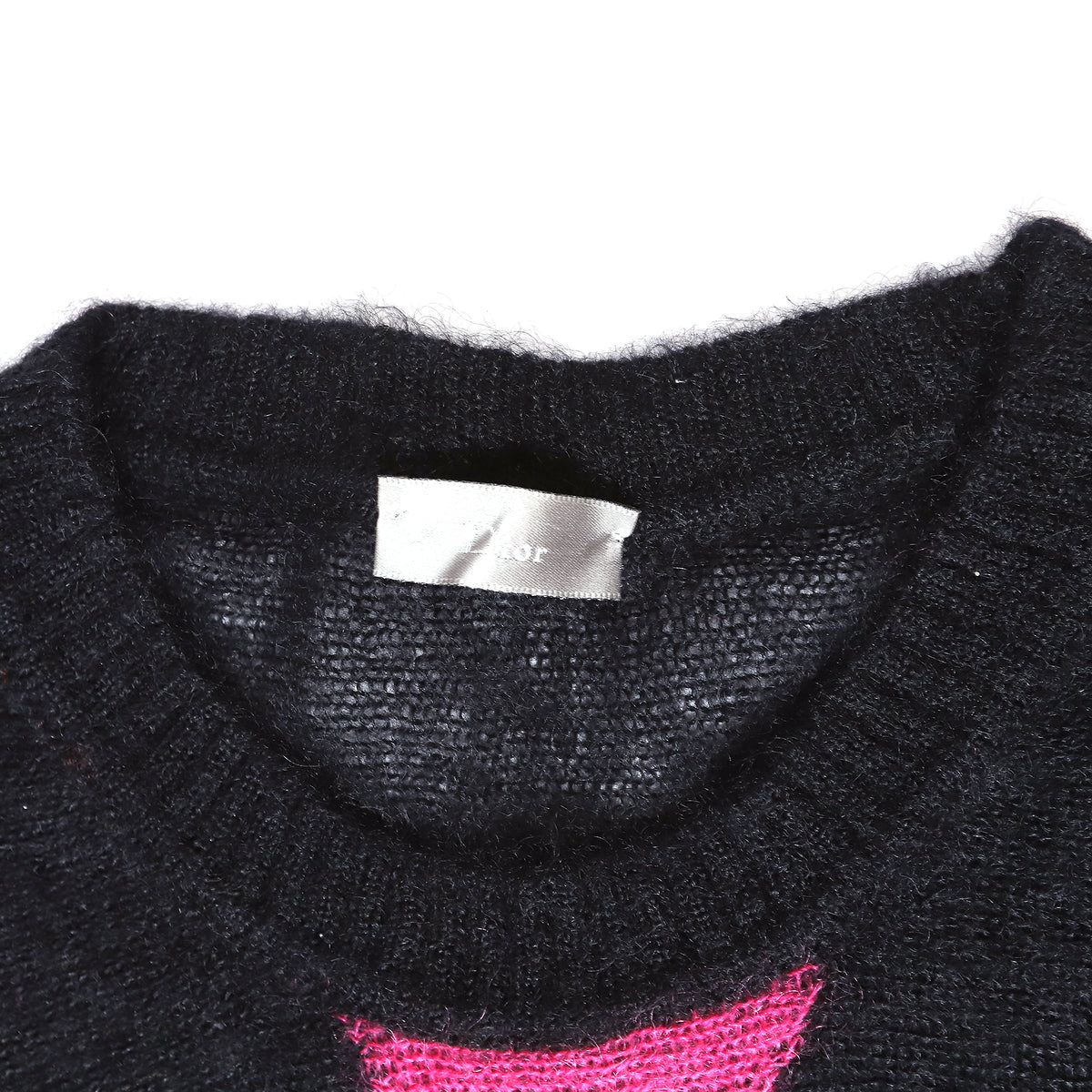 Dior Homme AW07 Navigate Black/Pink Geometric Mohair Knit Sweater
