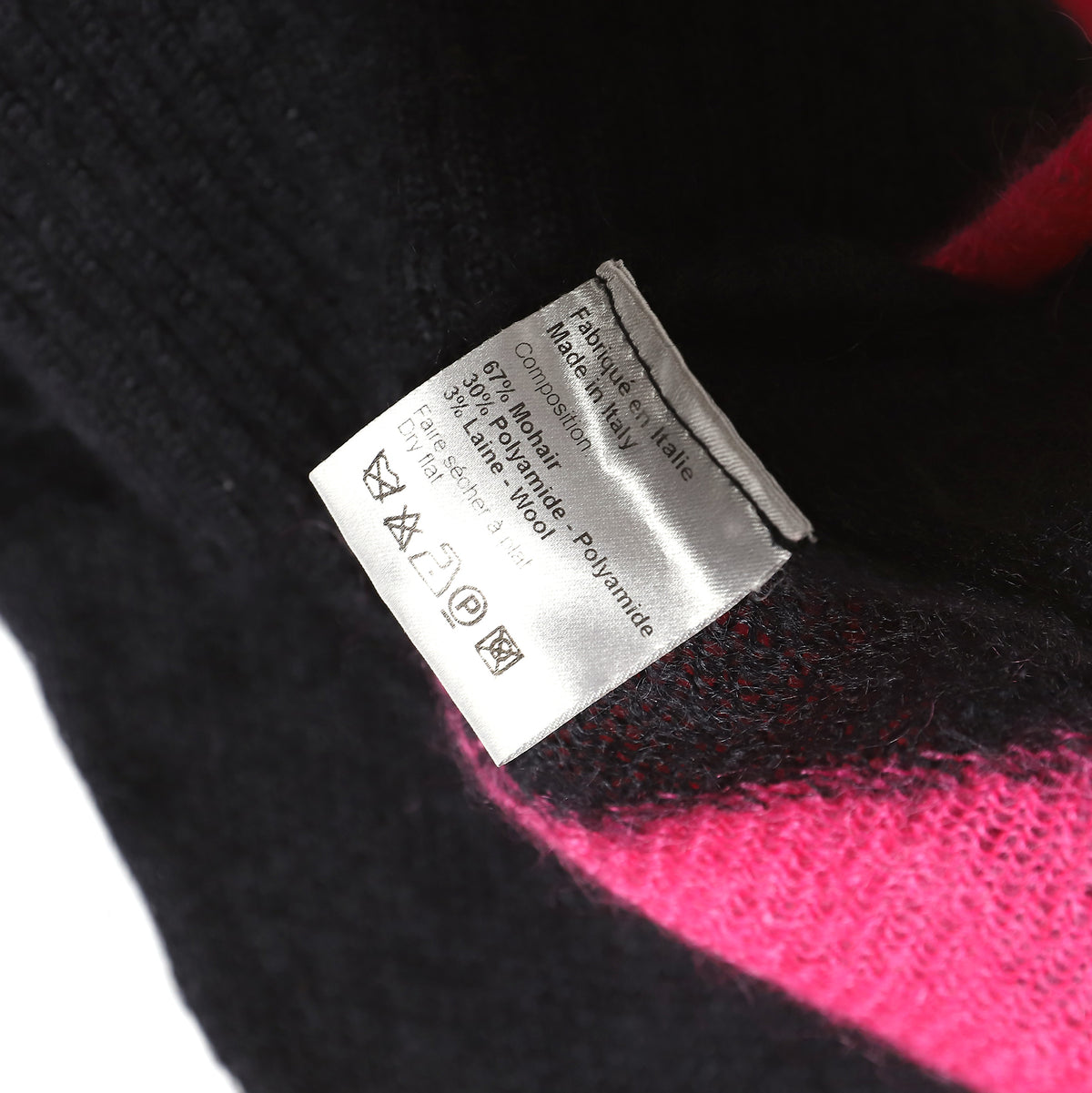 Dior Homme AW07 Navigate Black/Pink Geometric Mohair Knit Sweater