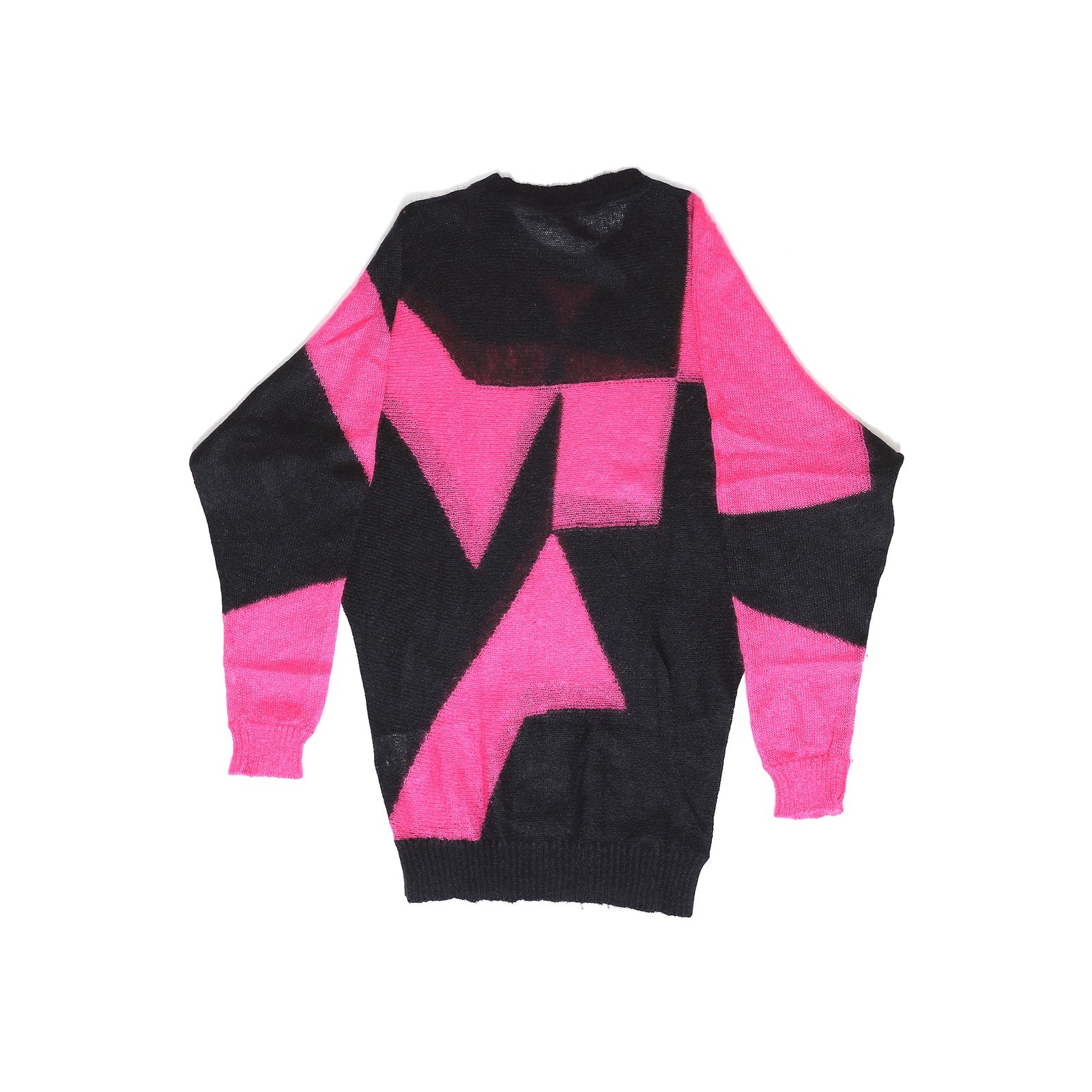 Dior Homme AW07 Navigate Black/Pink Geometric Mohair Knit Sweater