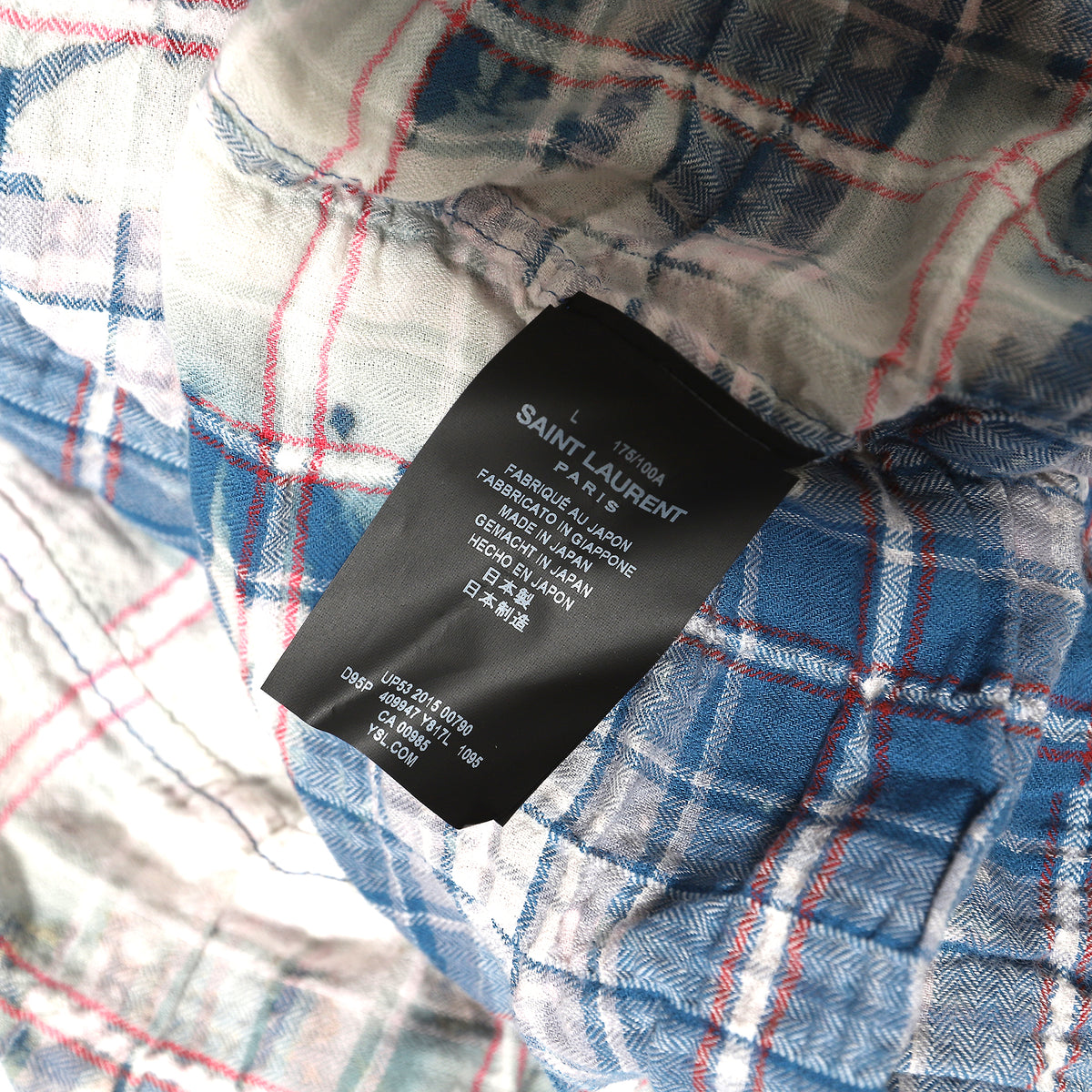 Saint Laurent SS16 Surf Sound Blue Bleached Raw Hem Flannel