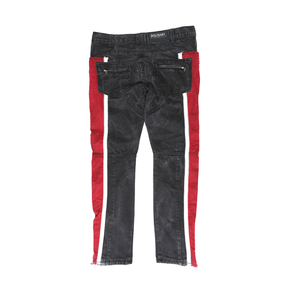 Balmain FW10 Sidestripe Biker Denim