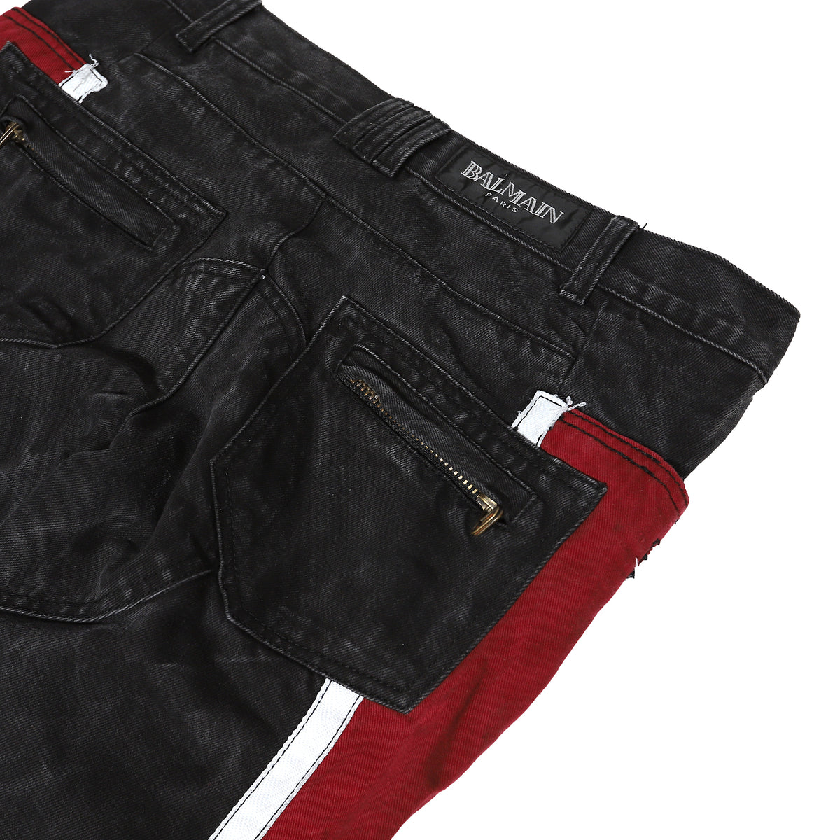 Balmain FW10 Sidestripe Biker Denim