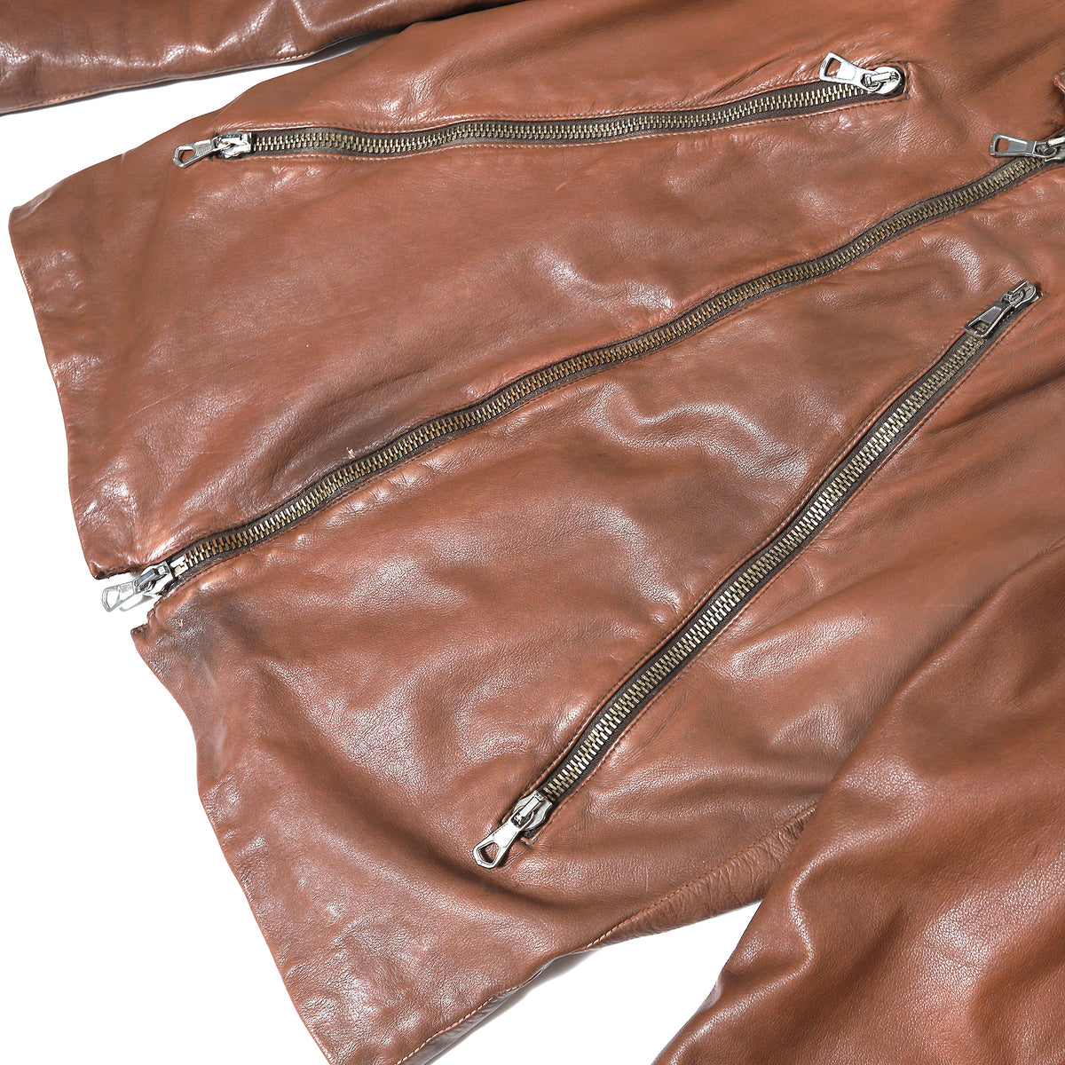 Maison Martin Margiela AW04 5 Zip Leather Jacket