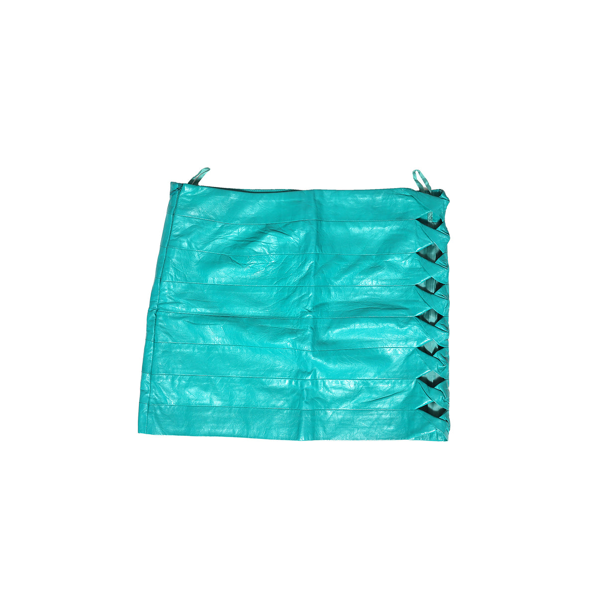 Gianni Versace 90s Teal Cutout Twisted Detail Skirt