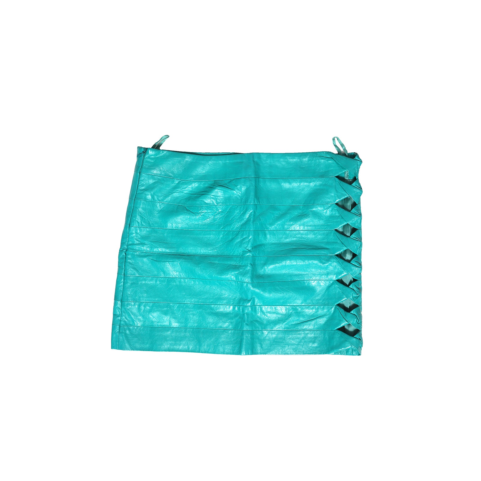 Gianni Versace 90s Teal Cutout Twisted Detail Skirt