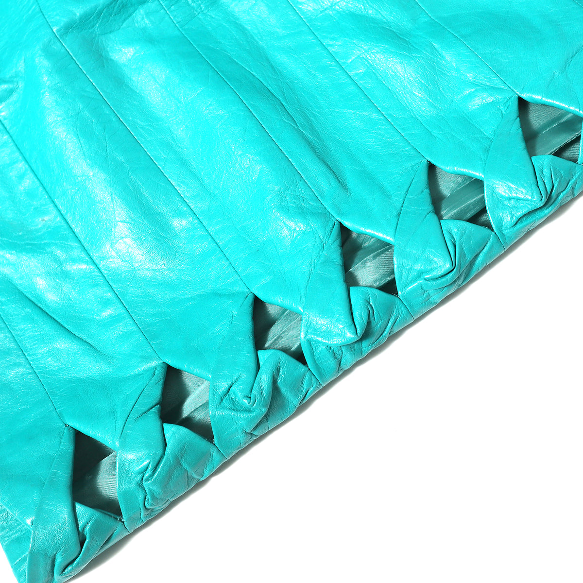 Gianni Versace 90s Teal Cutout Twisted Detail Skirt