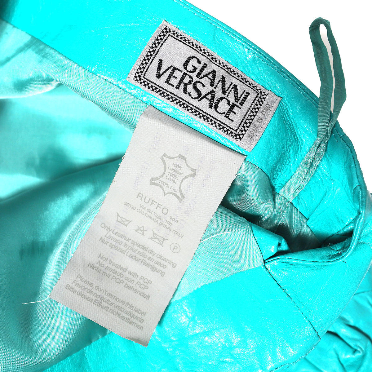 Gianni Versace 90s Teal Cutout Twisted Detail Skirt