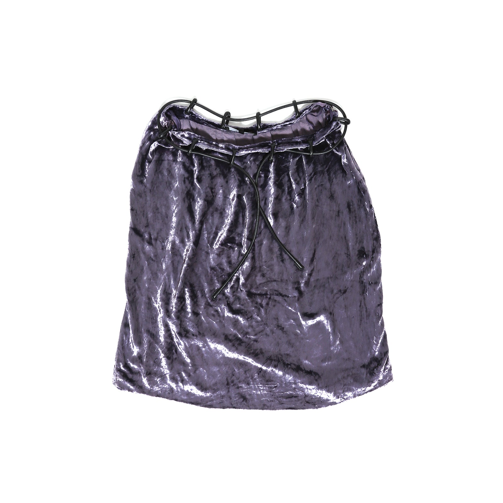 Gucci by Tom Ford AW99 Leather Belted Velvet Skirt