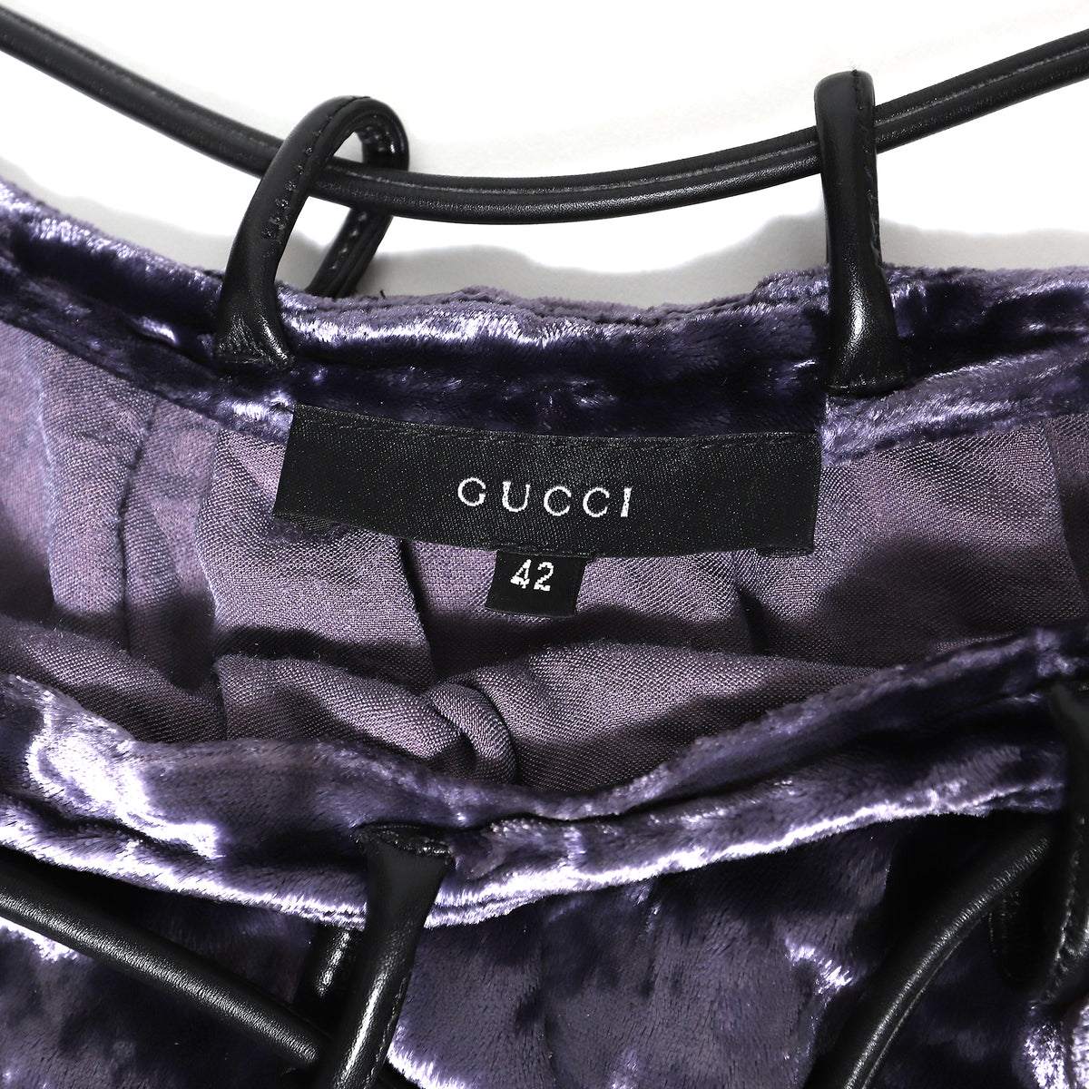 Gucci by Tom Ford AW99 Leather Belted Velvet Skirt