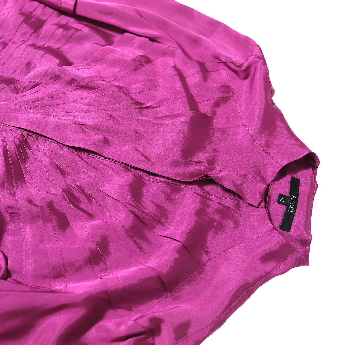 Gucci by Tom Ford AW04 Pink Flared Strap Sleeve Silk Blouse