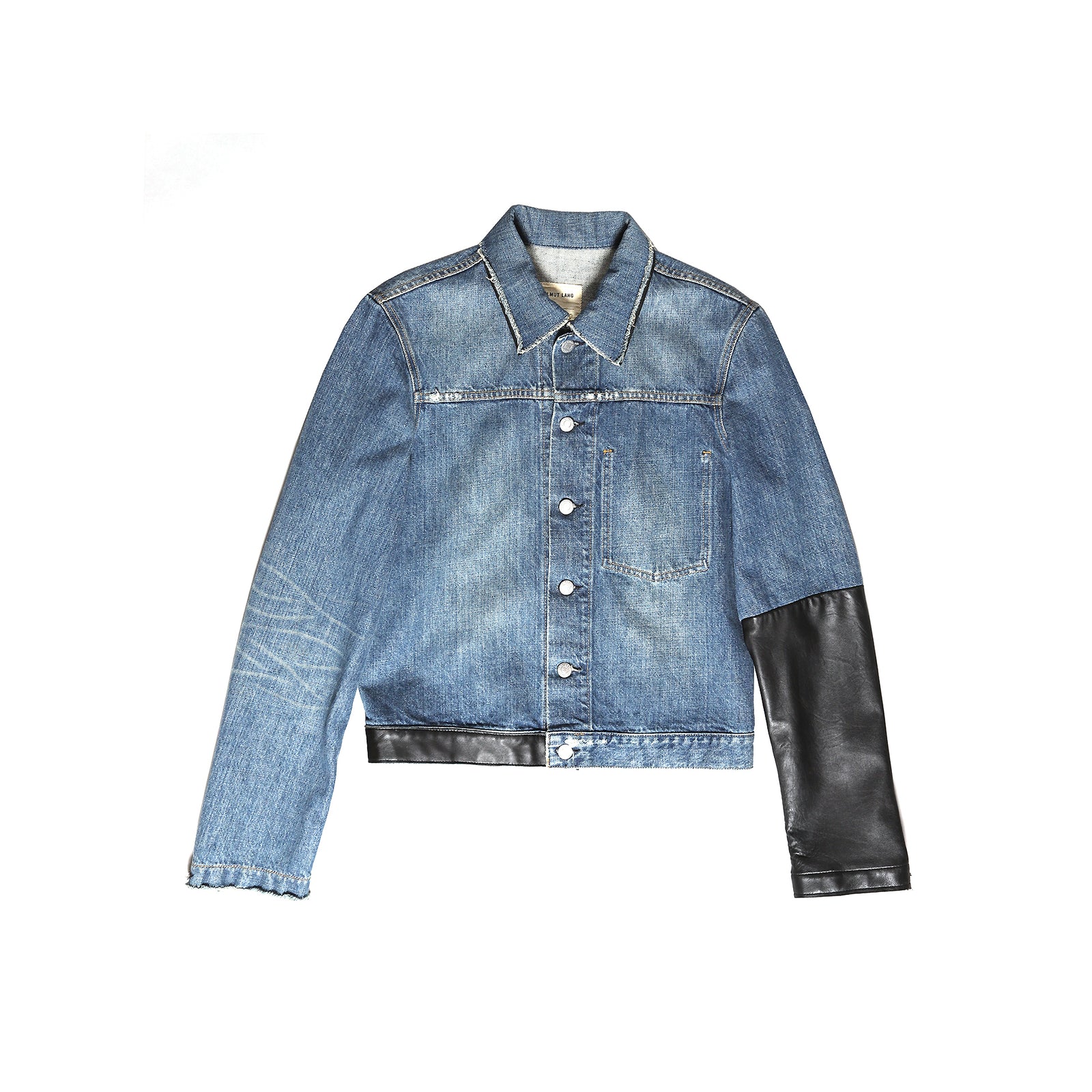 Helmut Lang SS03 Leather Sleeve Denim Jacket