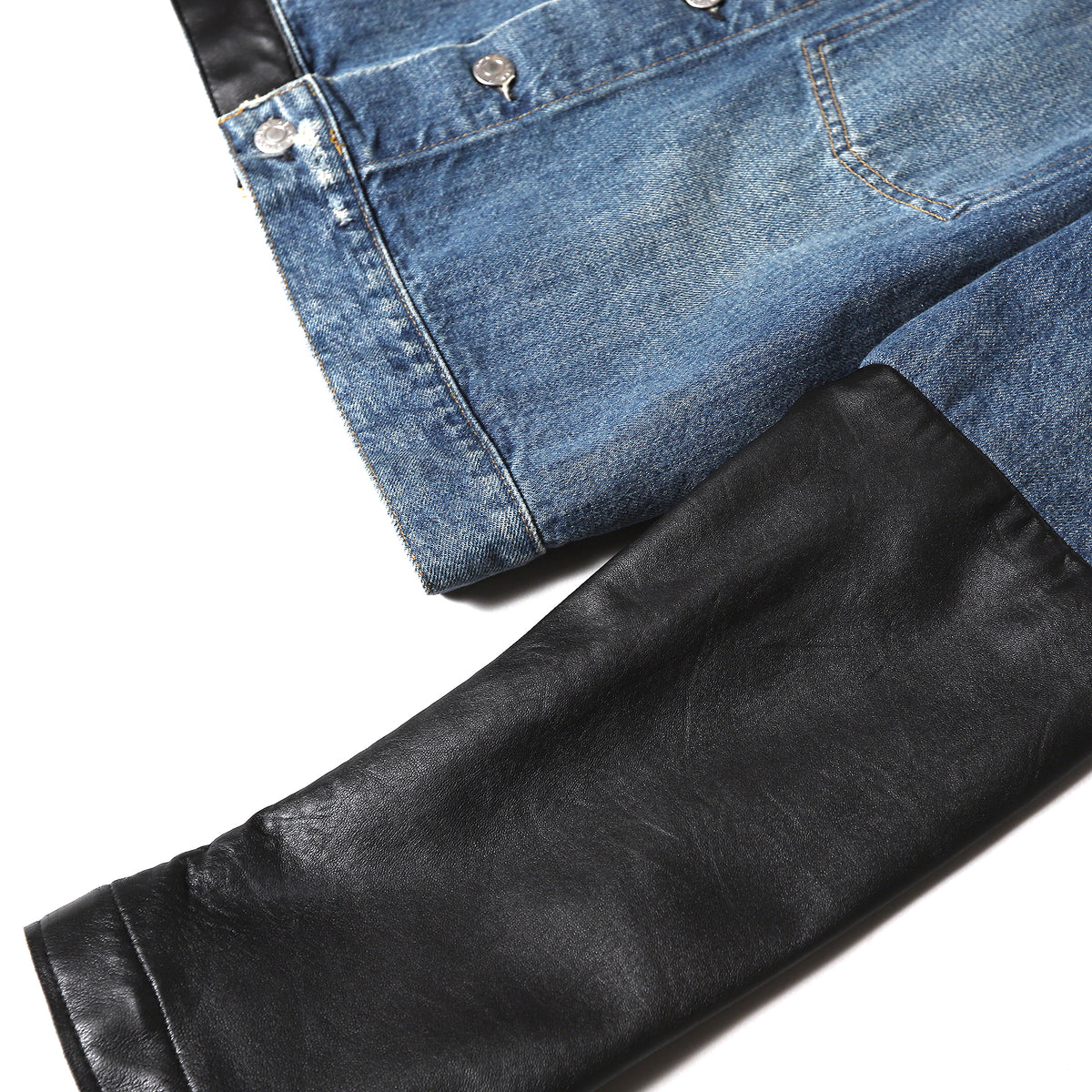 Helmut Lang SS03 Leather Sleeve Denim Jacket
