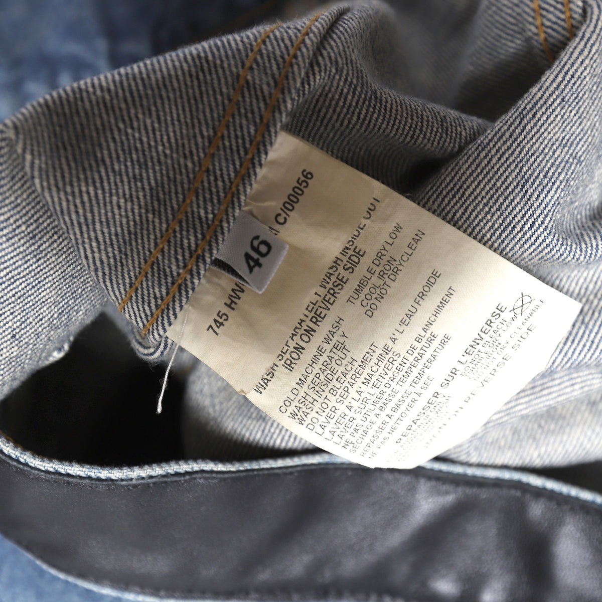Helmut Lang SS03 Leather Sleeve Denim Jacket