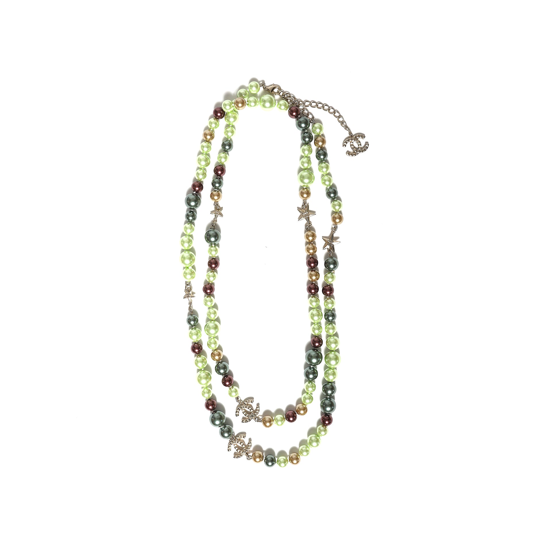 Chanel Green CC logo rhinestone embellished earrings ref.1041657