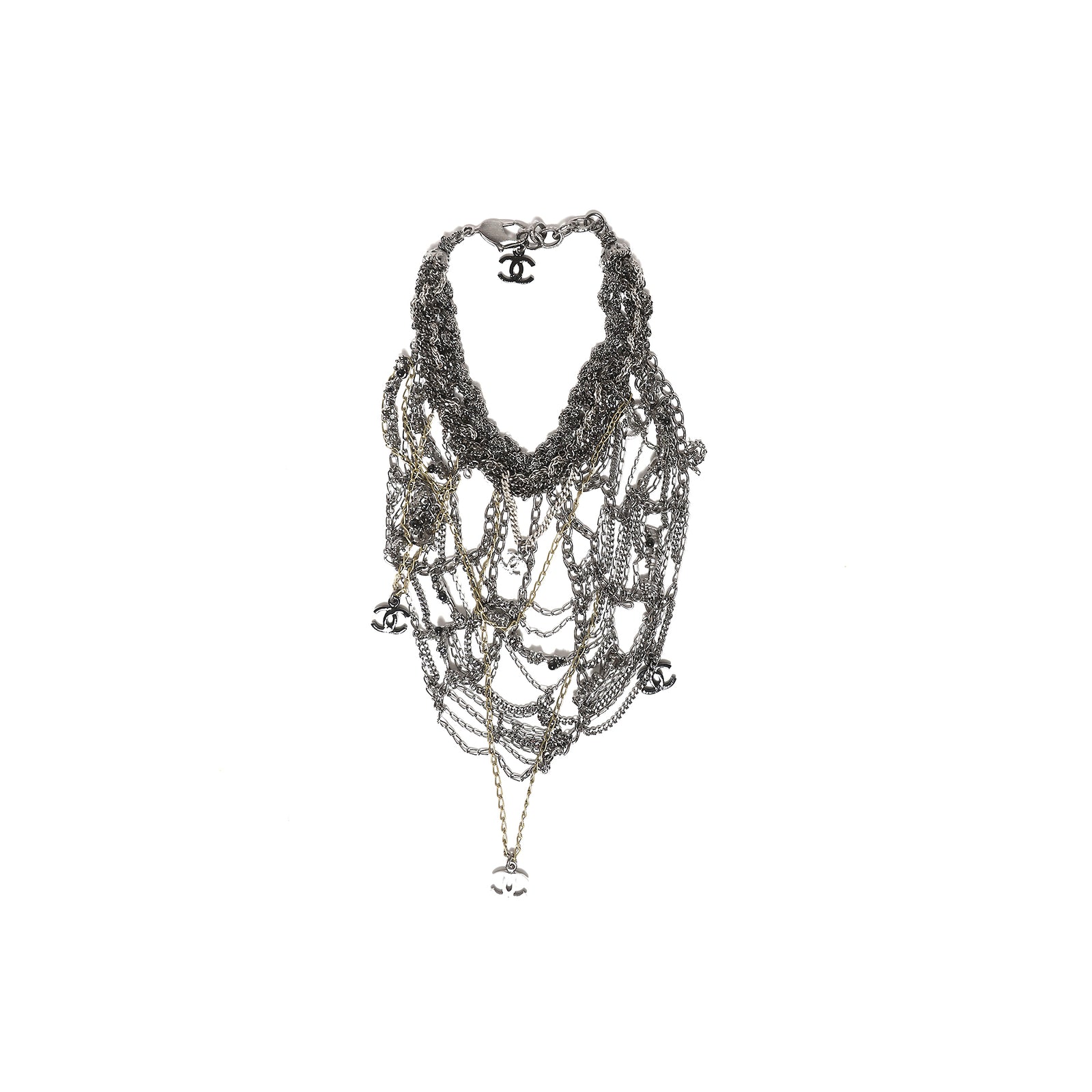 Chanel FW12 Aged Silver Multichain Bracelet