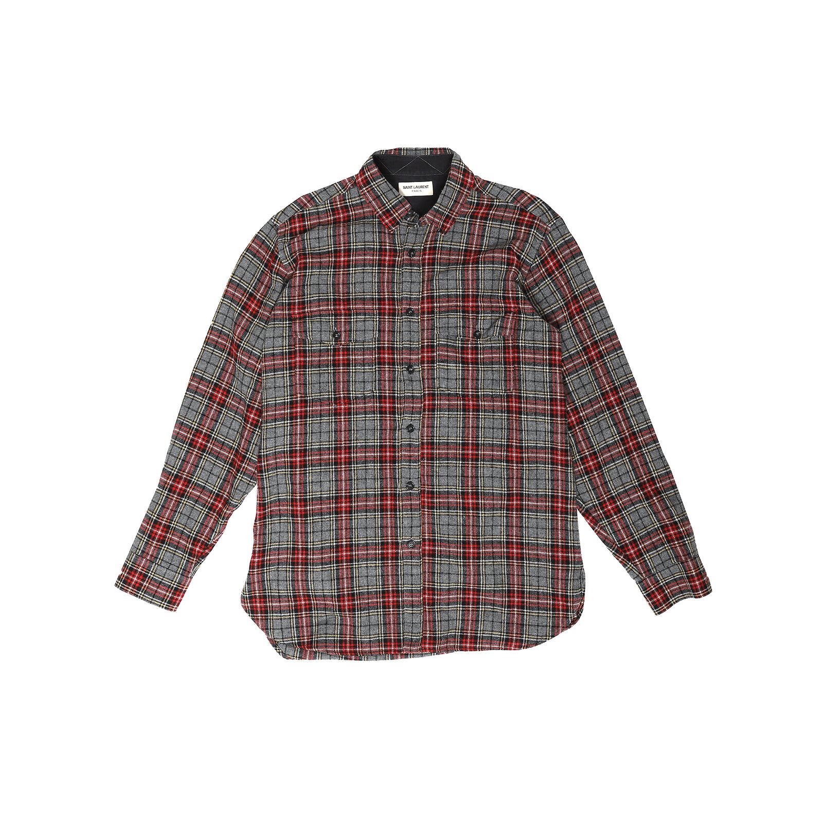 Saint Laurent Paris FW13 Gray and Red Oversized Flannel