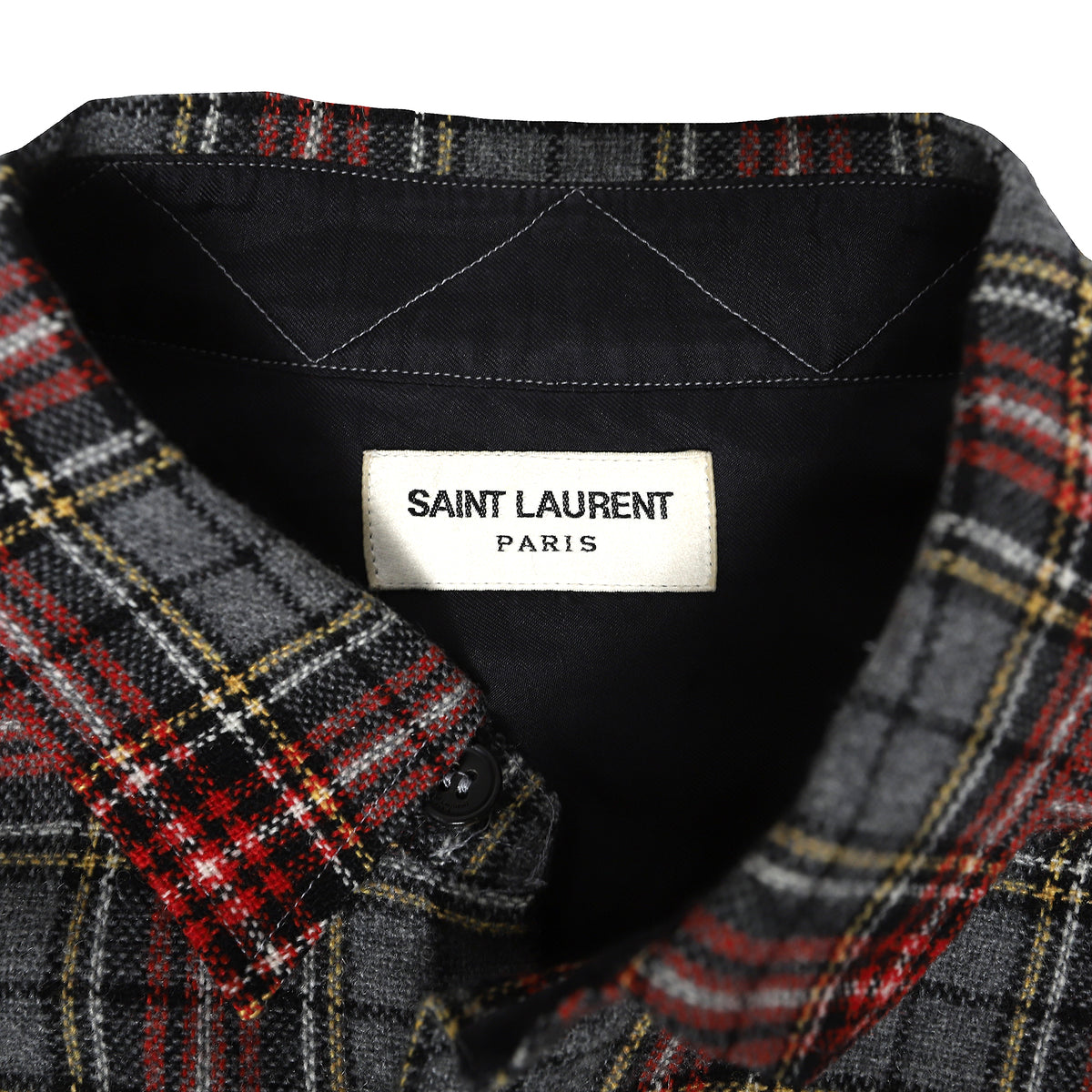 Saint Laurent Paris FW13 Gray and Red Oversized Flannel
