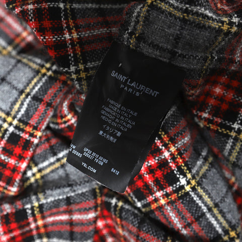 Saint Laurent Paris FW13 Gray and Red Oversized Flannel