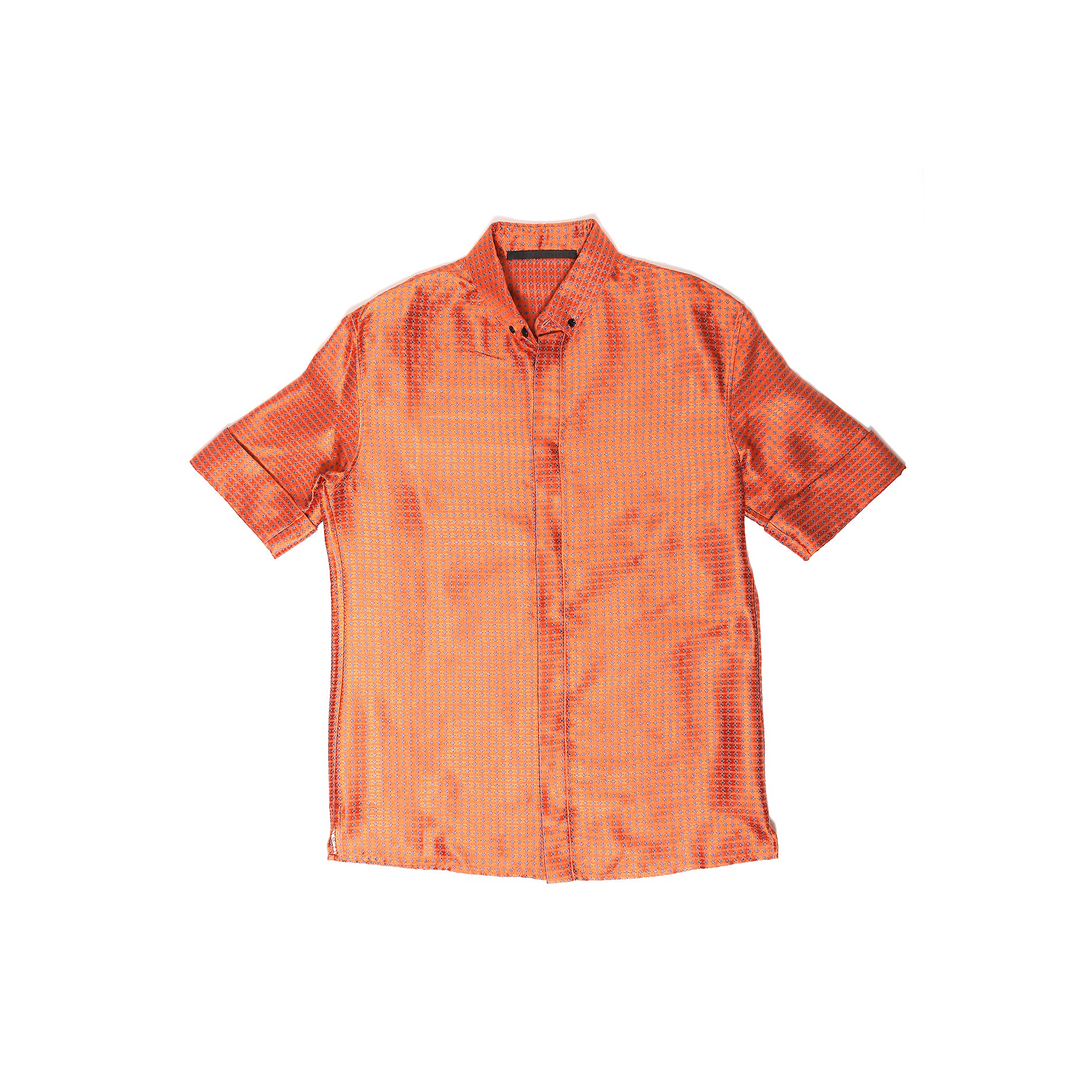 Haider Ackermann SS17 Orange Silk Short Sleeve Shirt