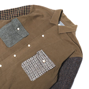 Yohji Yamamoto Pour Homme 80s Brown Patchwork Button-Up Shirt