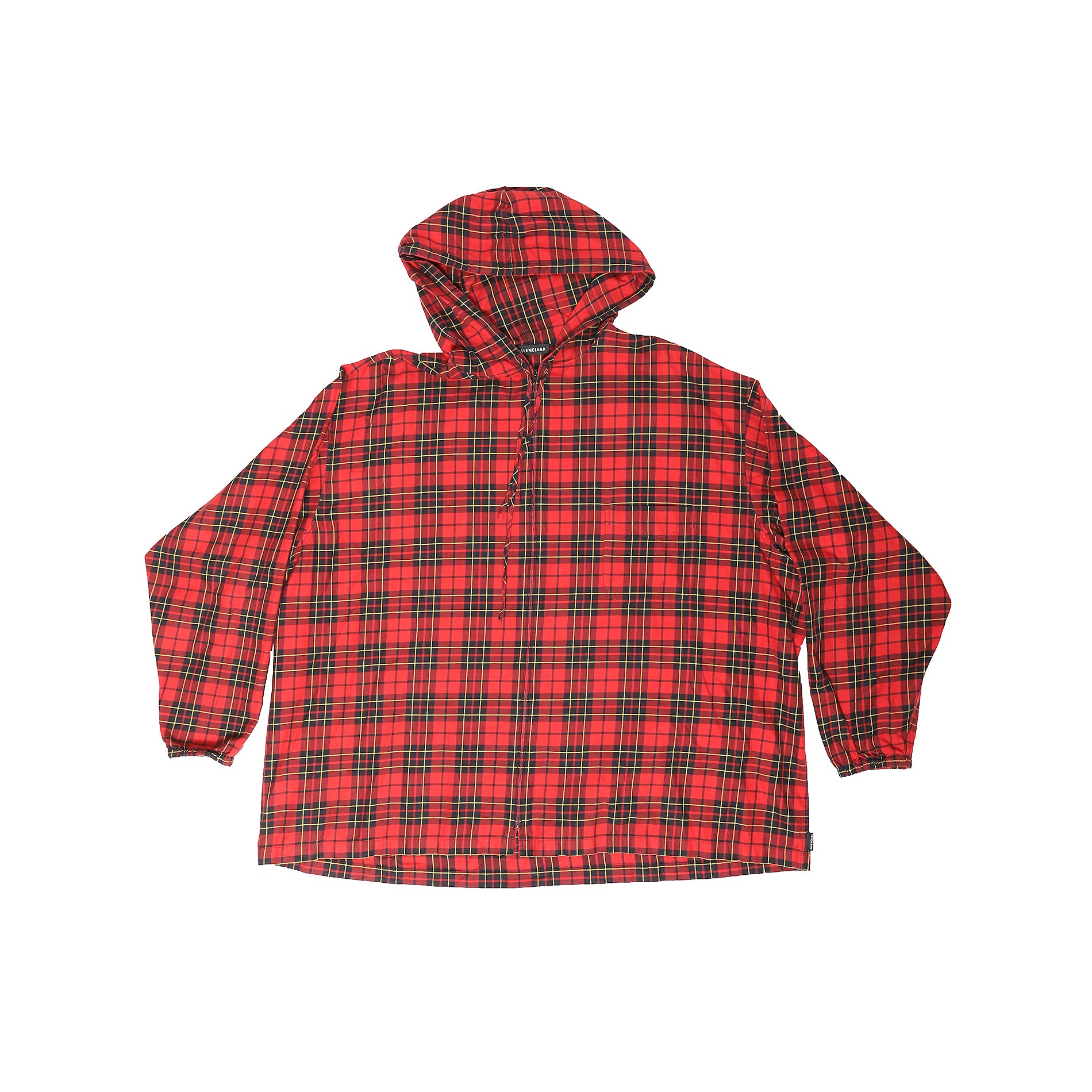 Balenciaga 2018 Plaid Hooded Flannel Shirt