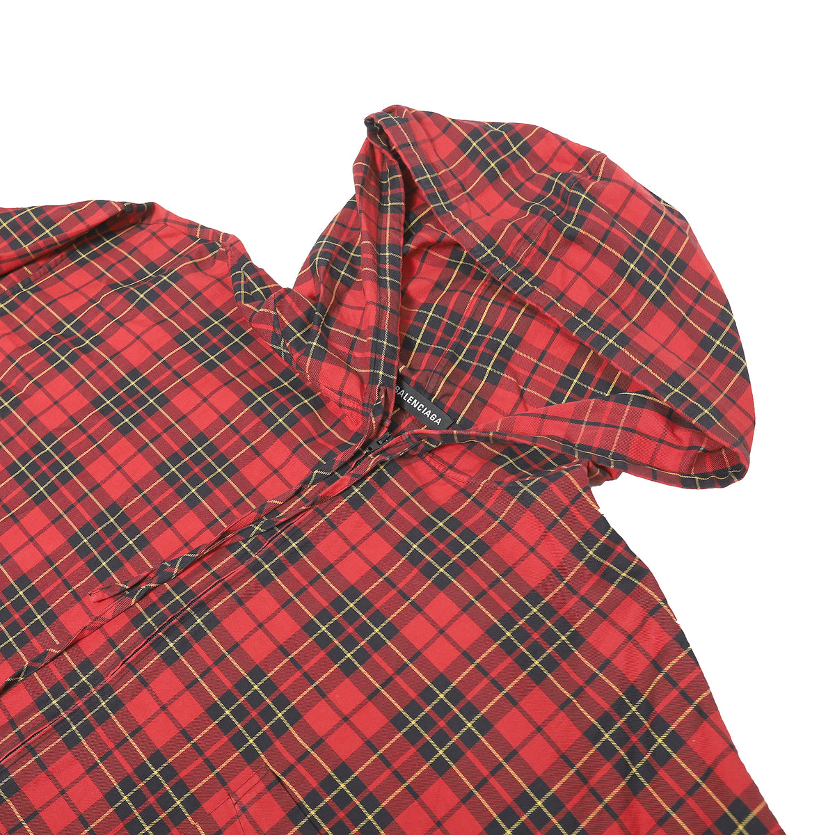 Balenciaga 2018 Plaid Hooded Flannel Shirt
