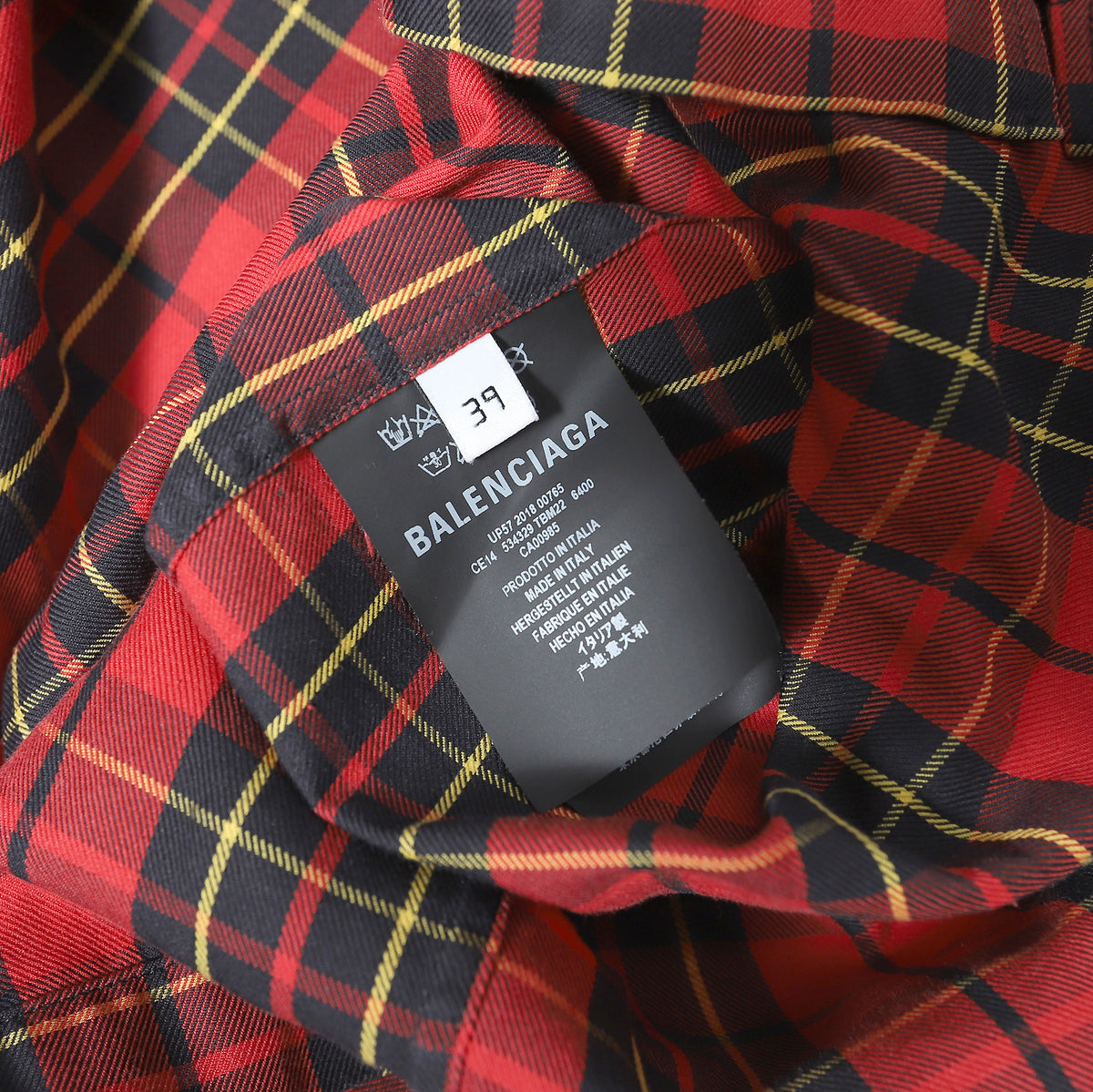 Balenciaga 2018 Plaid Hooded Flannel Shirt