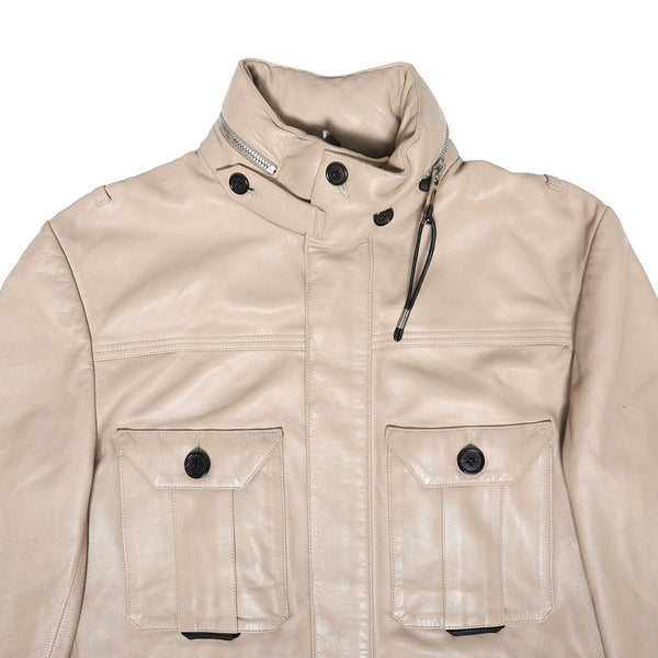 dior homme ラスター期　ジルサンダーラフ期12aw レザージャケット Dior Homme SS04 Strip Leather M65 Military Jacket Sample - Ākaibu