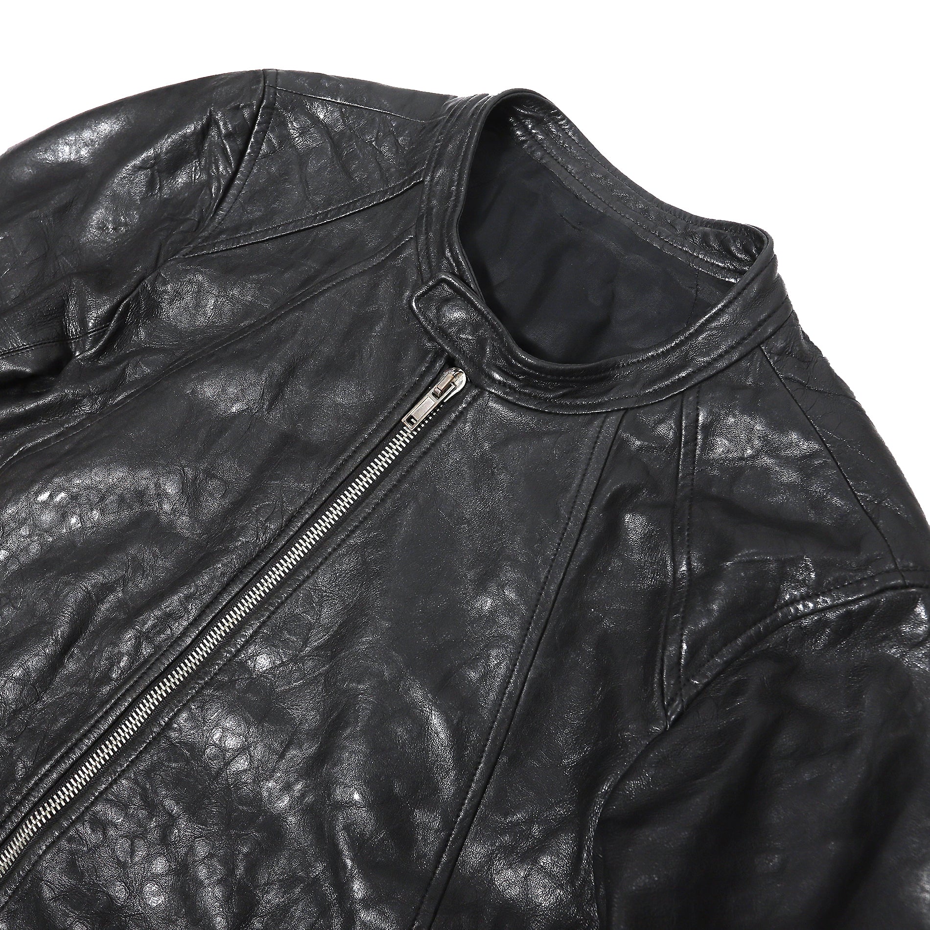 Rick Owens SS10 Hammered Lamb Intarsia Leather Jacket - Ākaibu Store