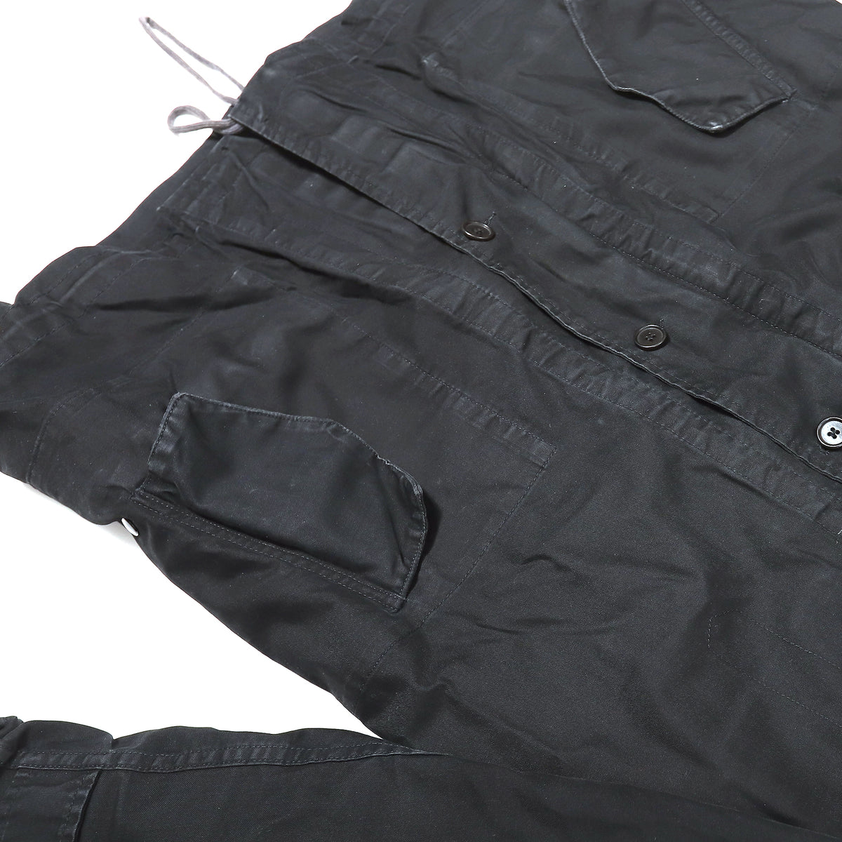 Helmut Lang FW98 Black Bondage Sherpa Lined Military Parka