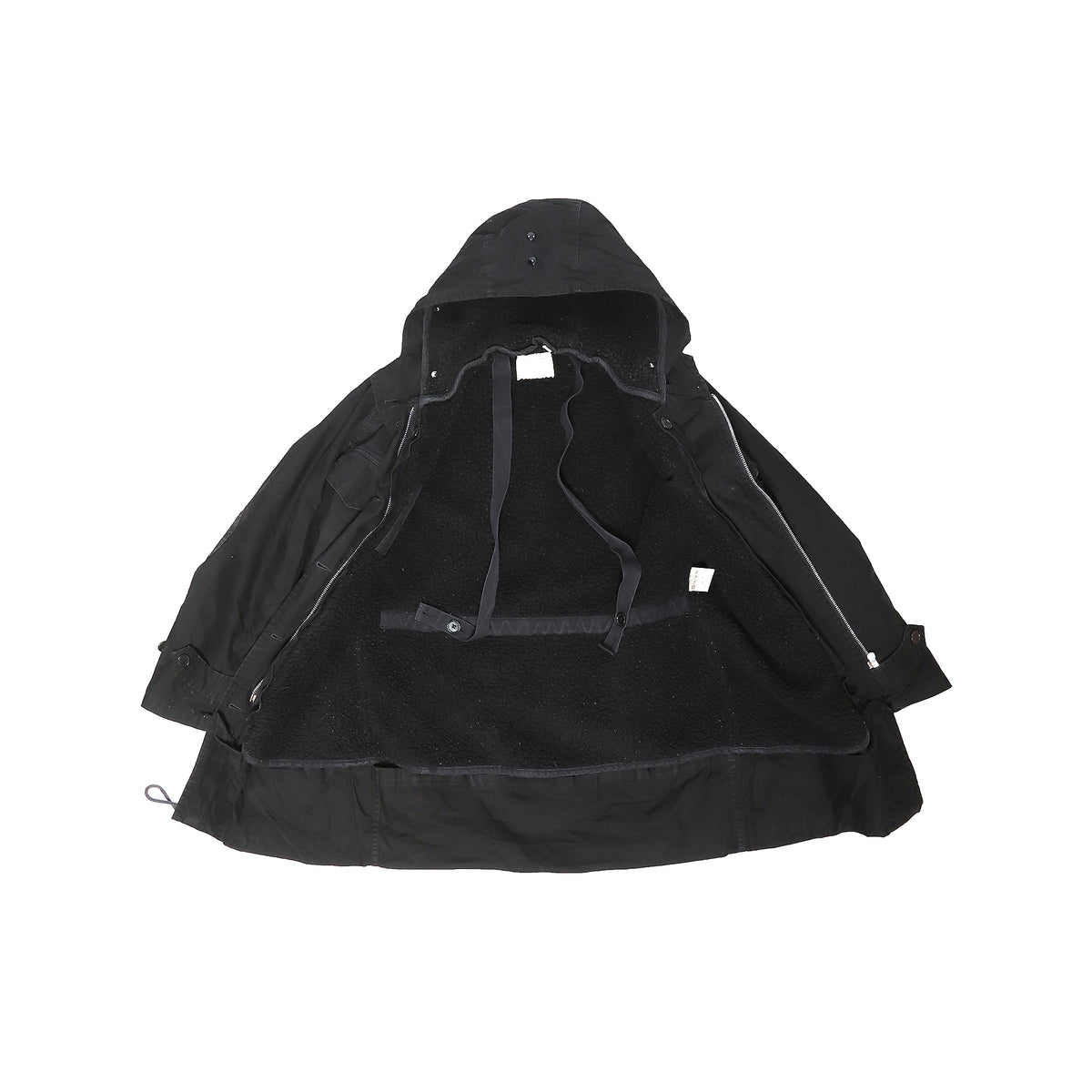Helmut Lang FW98 Black Bondage Sherpa Lined Military Parka