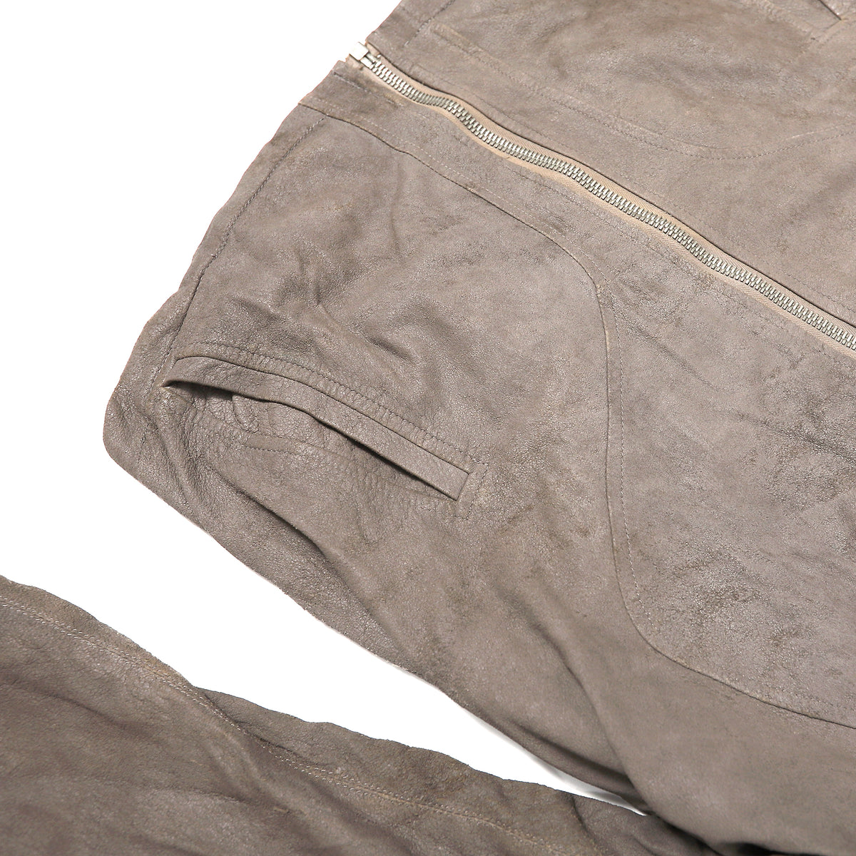Rick Owens Blistered Lamb High Neck Intarsia Leather Jacket