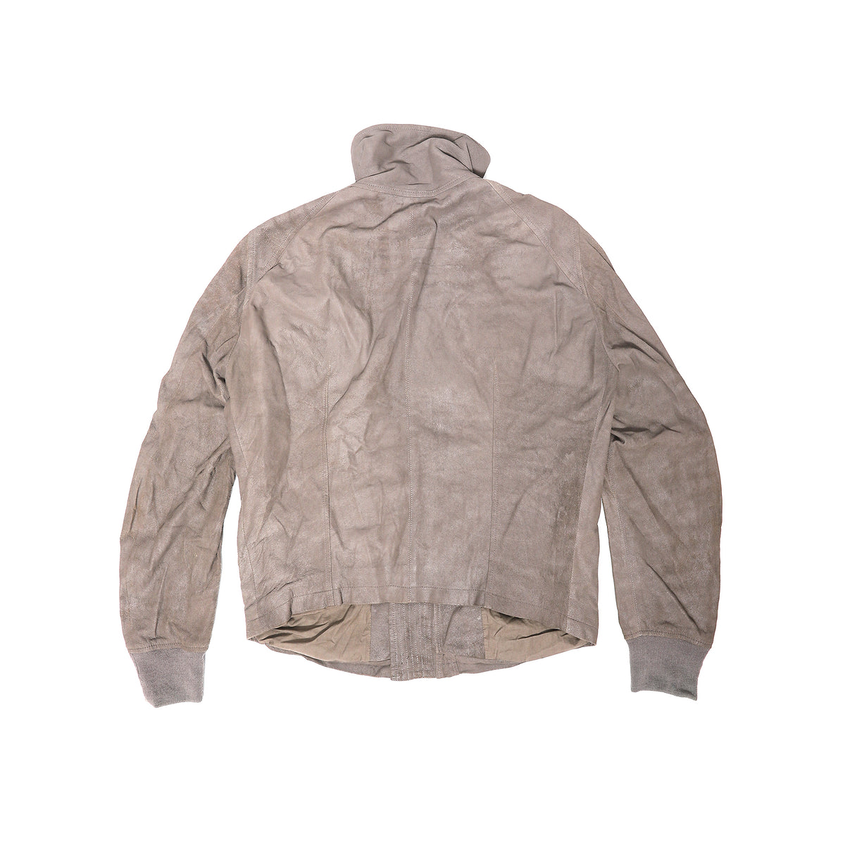 Rick Owens Blistered Lamb High Neck Intarsia Leather Jacket
