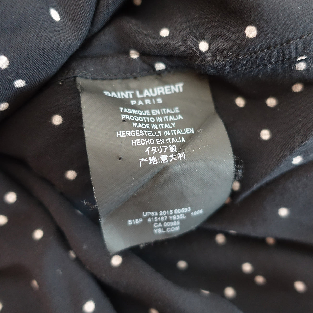 Saint Laurent Paris FW15 Micro Dot Viscose Shirt
