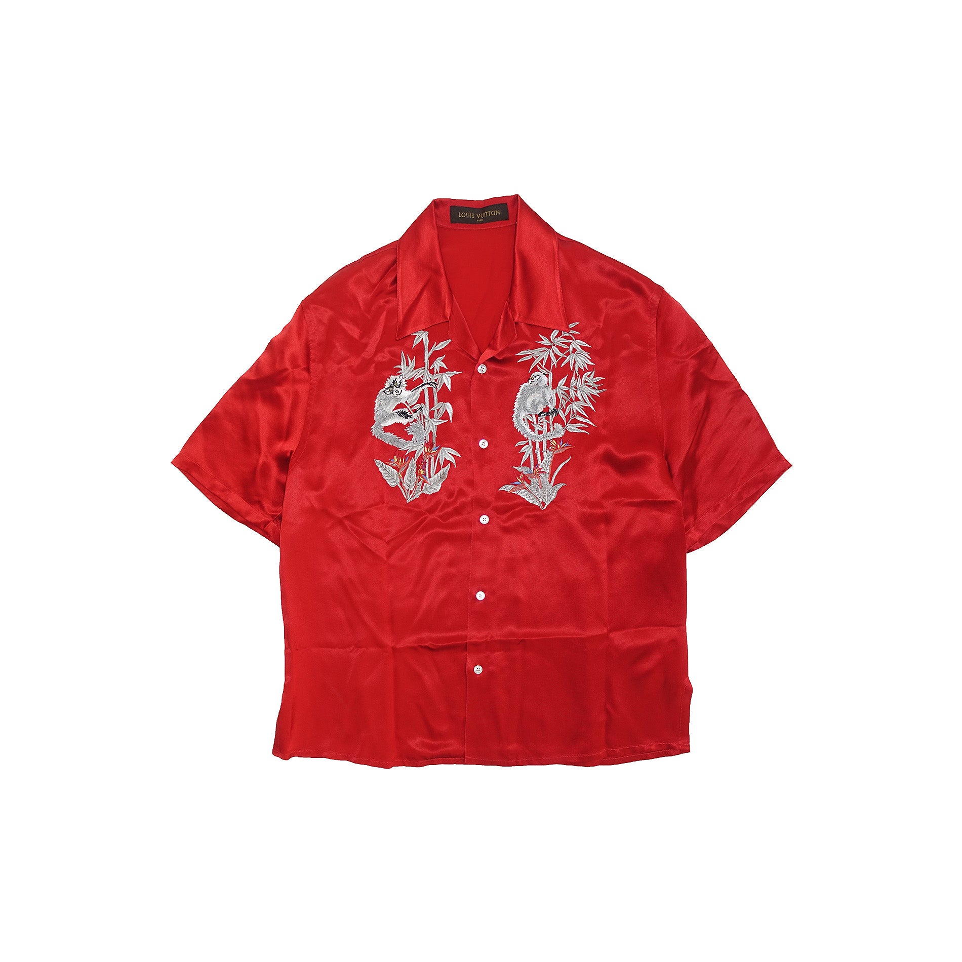 Louis Vuitton SS16 Red Embroidered Shirt
