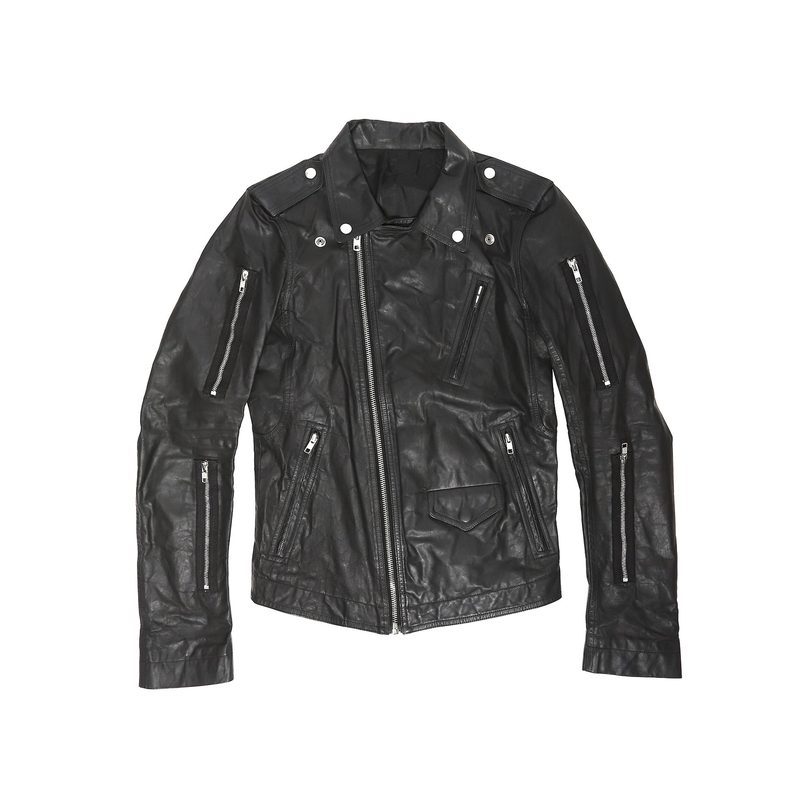 Rick Owens SS16 Washed Calf Multi-Zip Leather Jacket