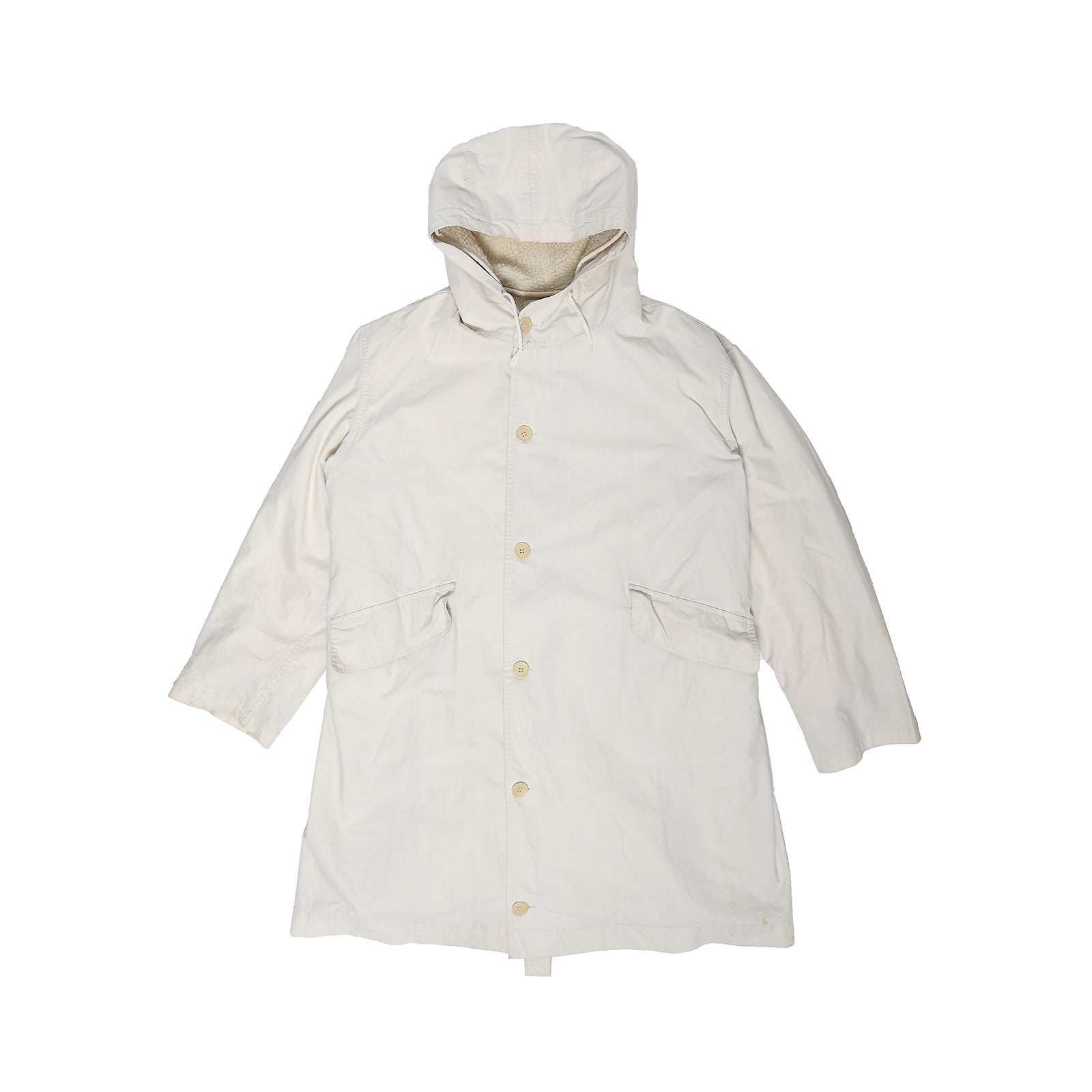 Helmut Lang 2000s Cream Bondage Sherpa Lined Parka