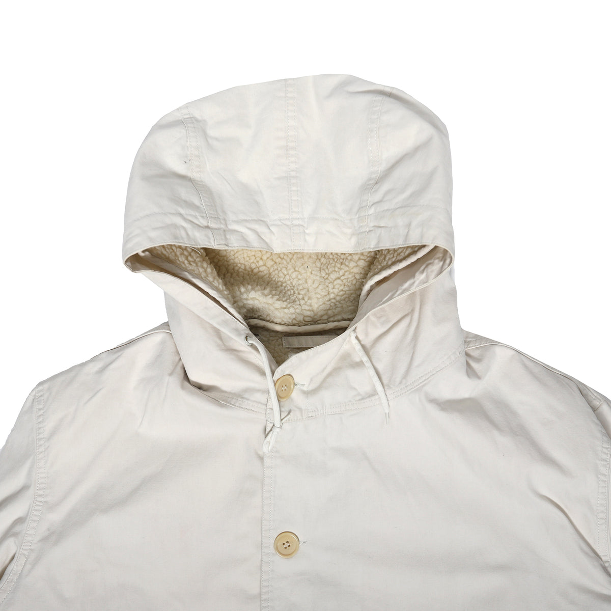 Helmut Lang 2000s Cream Bondage Sherpa Lined Parka