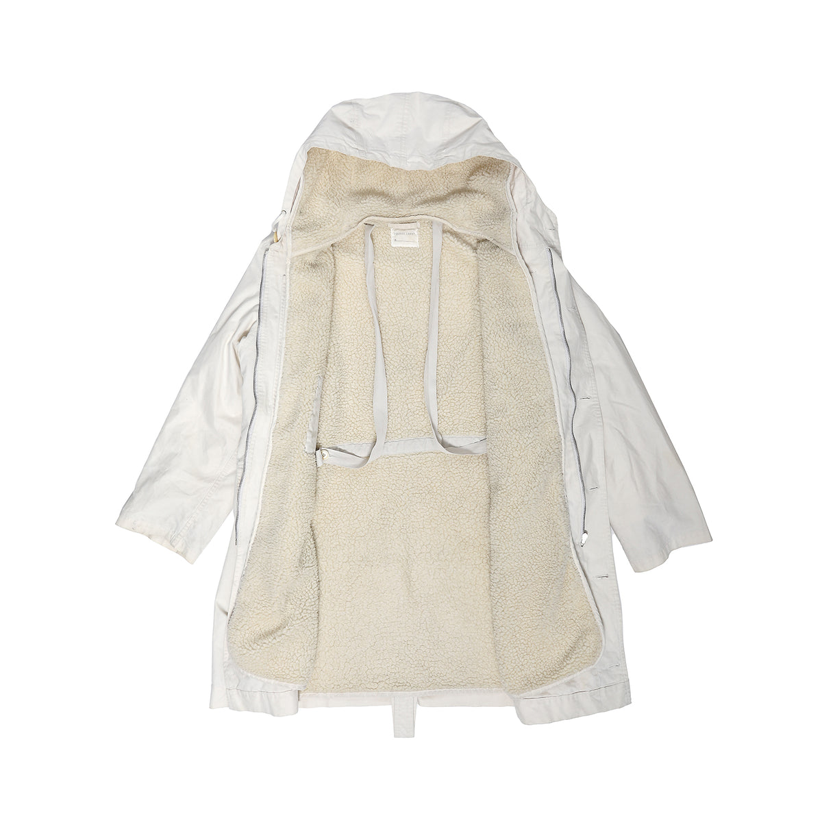 Helmut Lang 2000s Cream Bondage Sherpa Lined Parka
