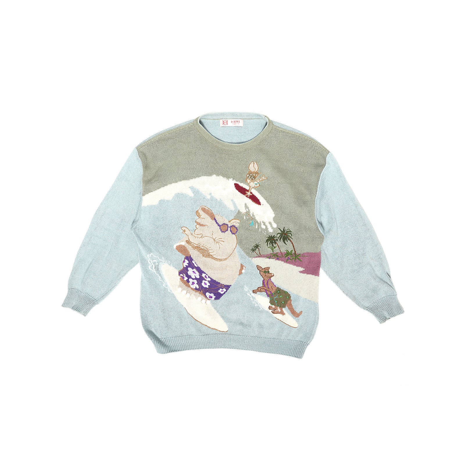 Loewe Vintage Aloah Elephant Intarsie Knit Sweater