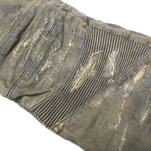 Balmain Distressed Olive Biker Jeans