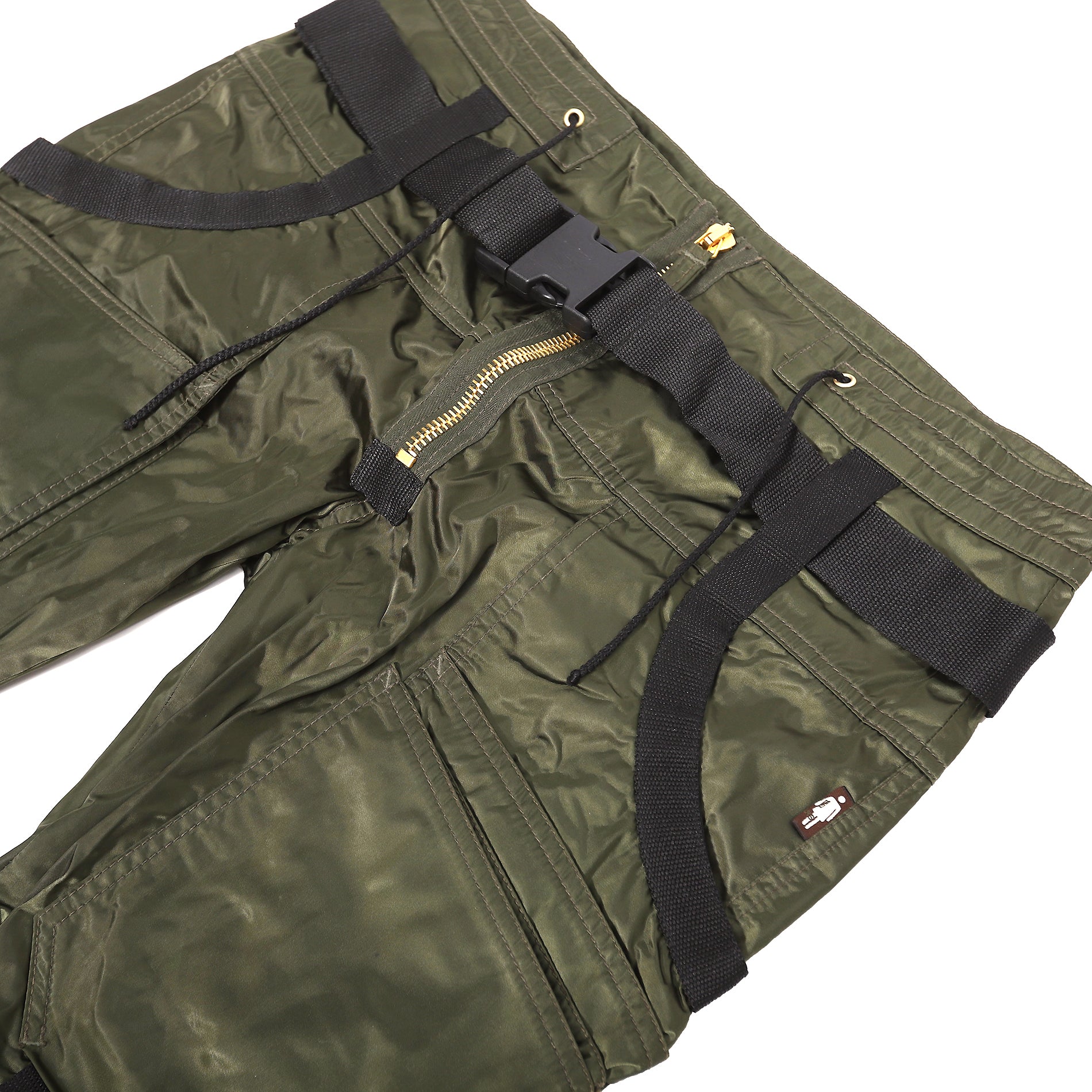 Jean Paul Gaultier AW03 Green Nylon Parachute Bondage Pants - Ākaibu Store