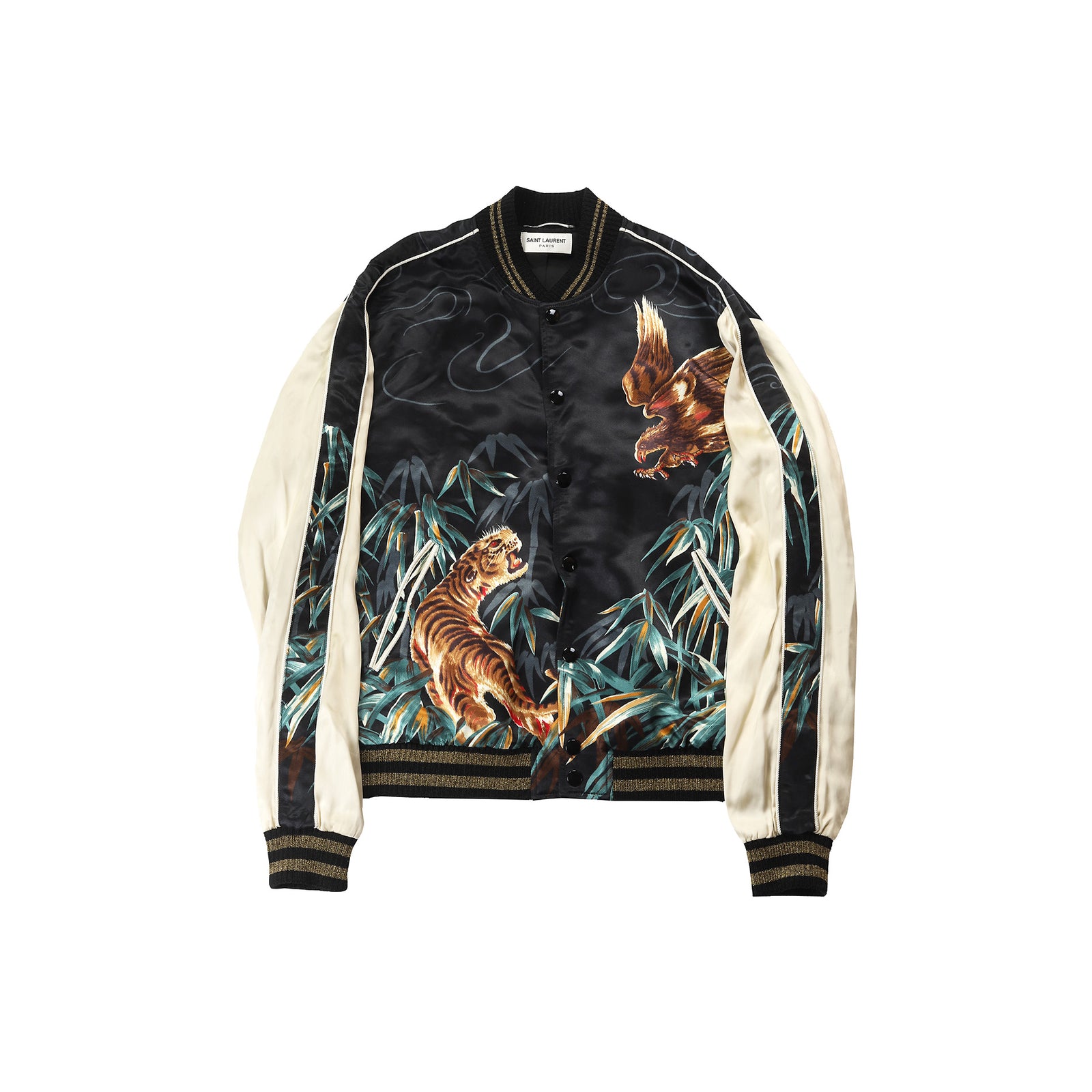 Saint Laurent Paris SS2016 Tiger & Eagle Satin Jacket