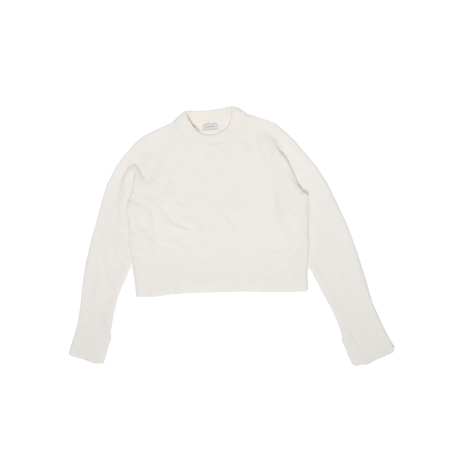 Celine by Phoebe Philo Fluffy White Knit Sweater