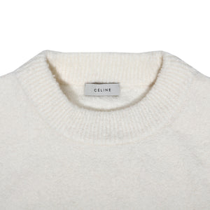 Celine by Phoebe Philo Fluffy White Knit Sweater