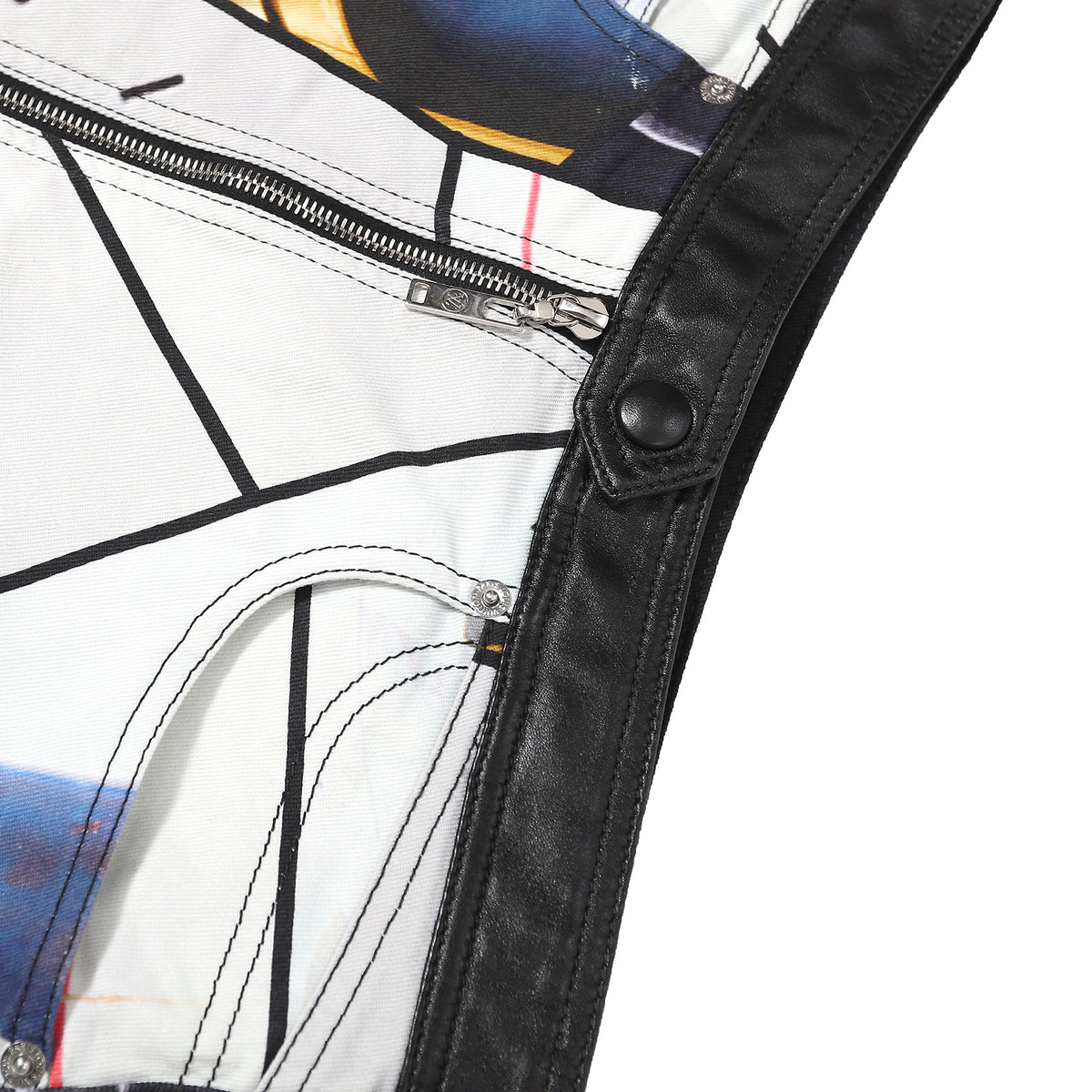 Louis Vuitton Turbine Print Leather Lined Zipped Denim Skirt