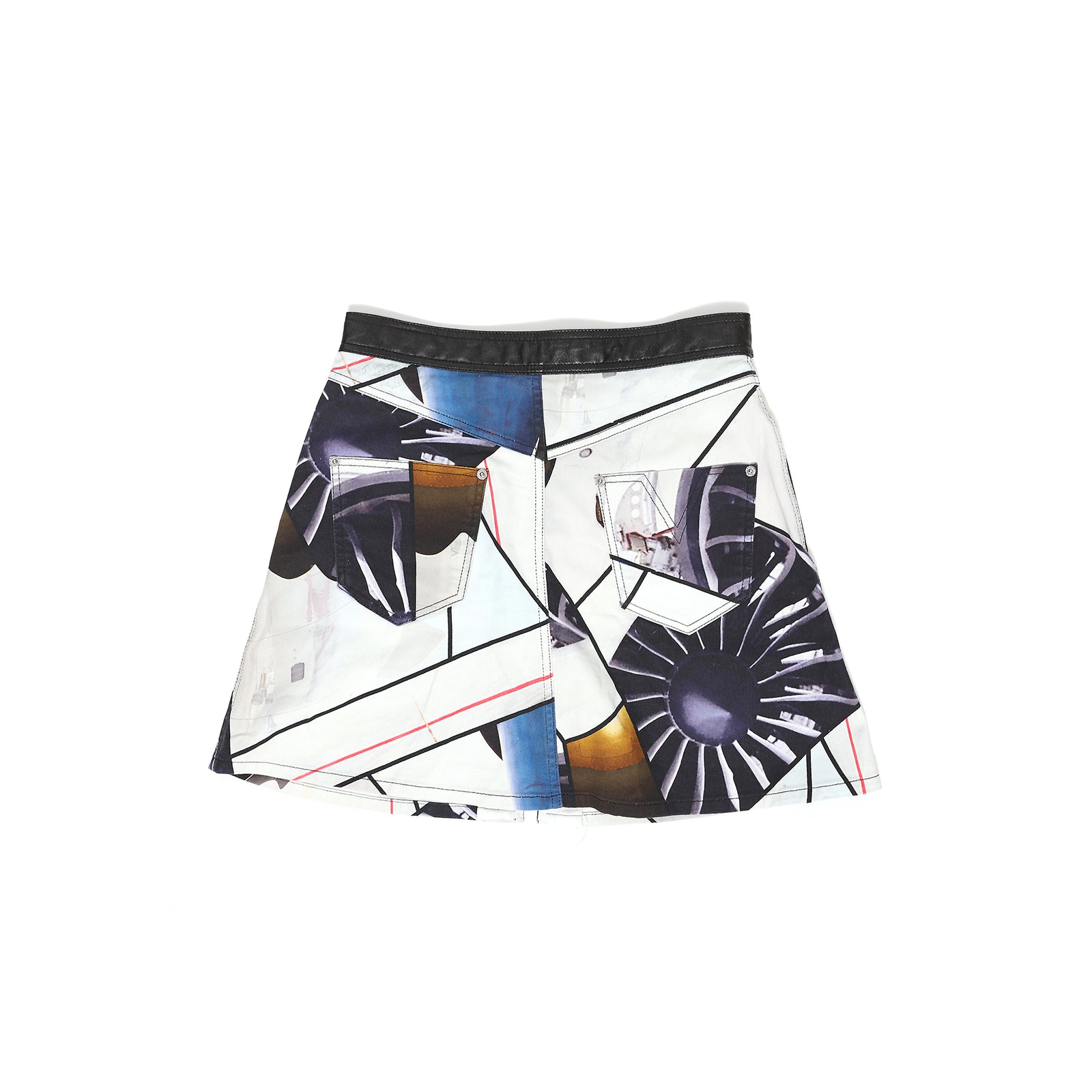 Louis Vuitton Turbine Print Leather Lined Zipped Denim Skirt