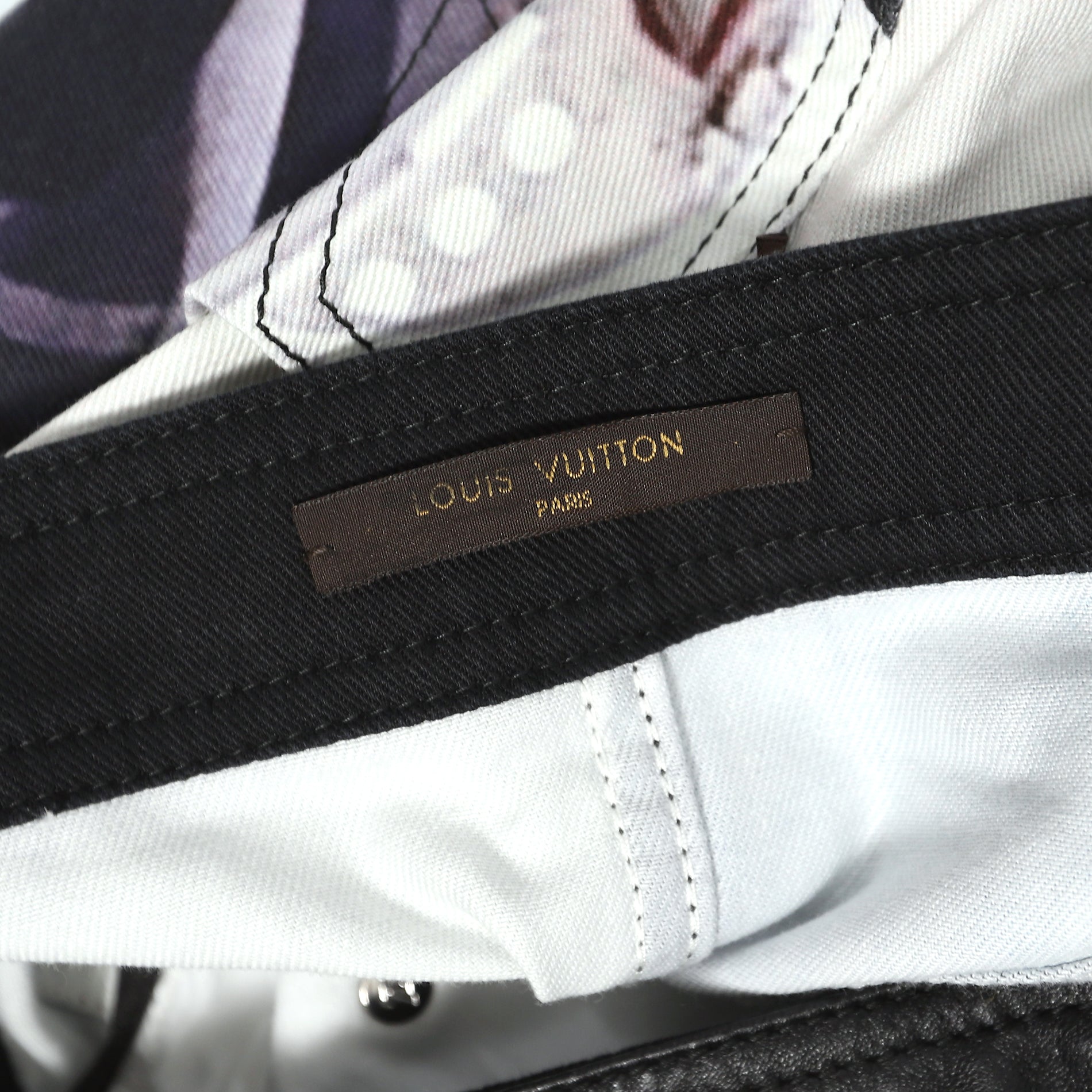 Louis Vuitton Turbine Print Leather Lined Zipped Denim Skirt