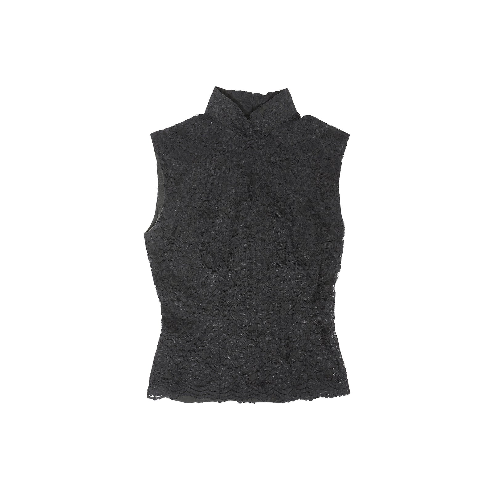 Alexander McQueen 90s Sleeveless Floral Double Layer Sheer Top